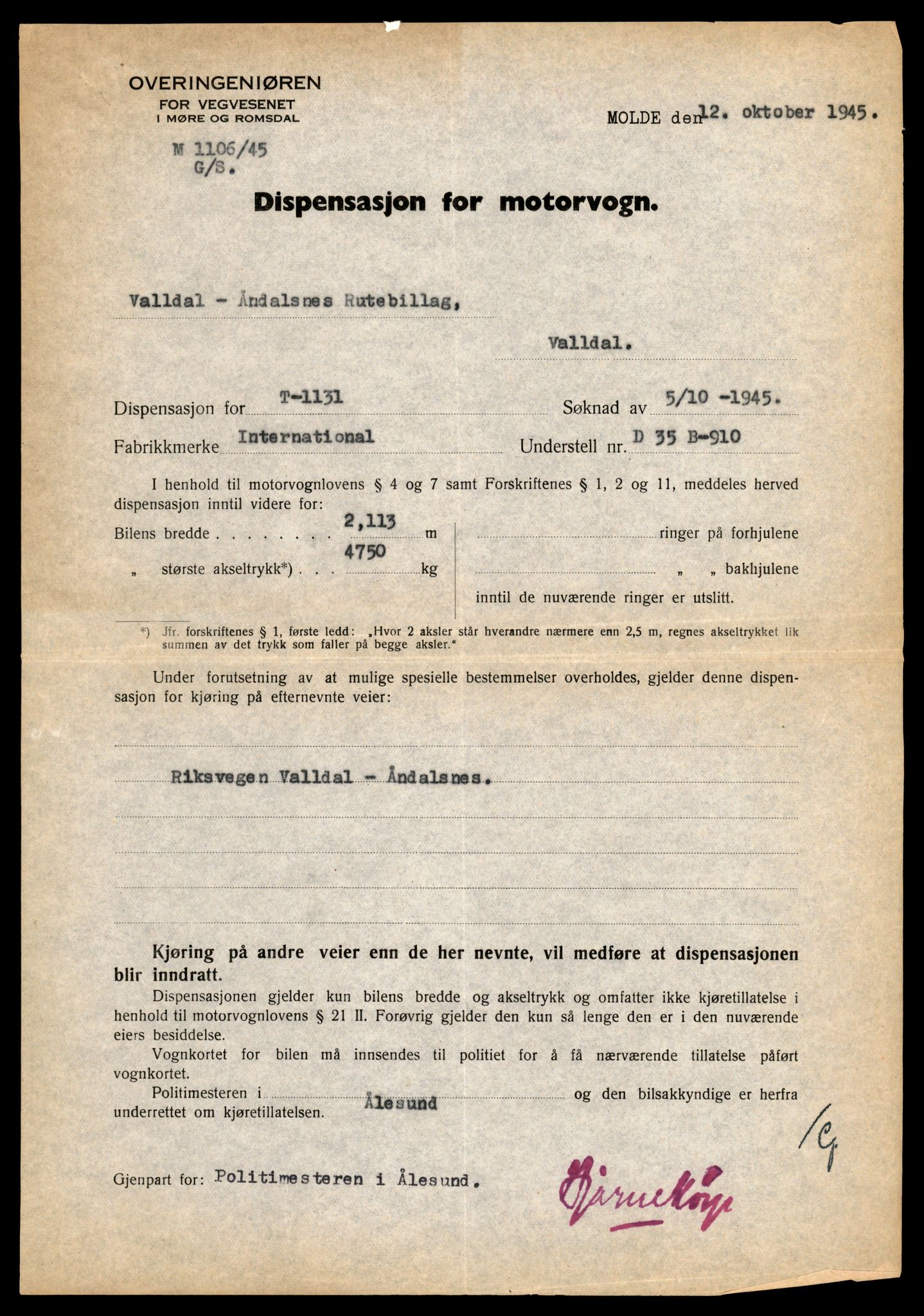 Møre og Romsdal vegkontor - Ålesund trafikkstasjon, SAT/A-4099/F/Fe/L0011: Registreringskort for kjøretøy T 1170 - T 1289, 1927-1998, p. 2302