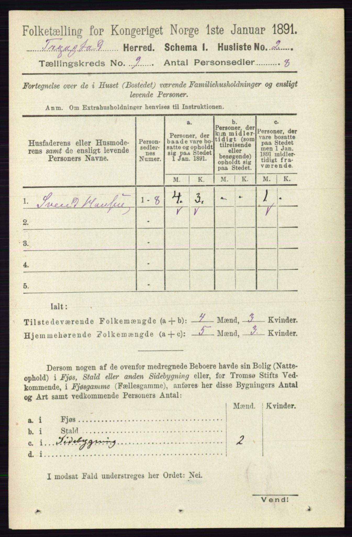 RA, 1891 Census for 0122 Trøgstad, 1891, p. 3832