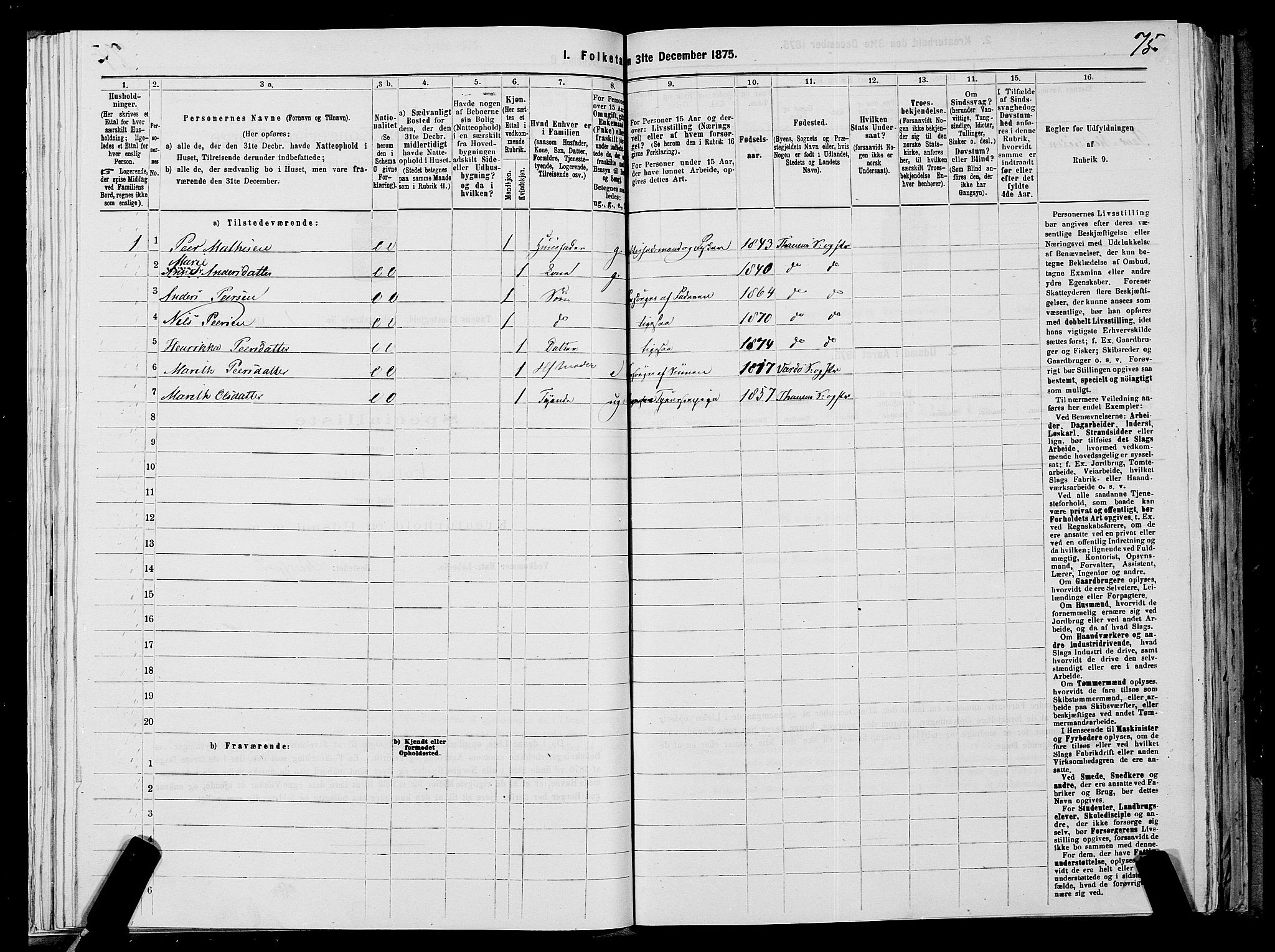 SATØ, 1875 census for 2025P Tana, 1875, p. 1075