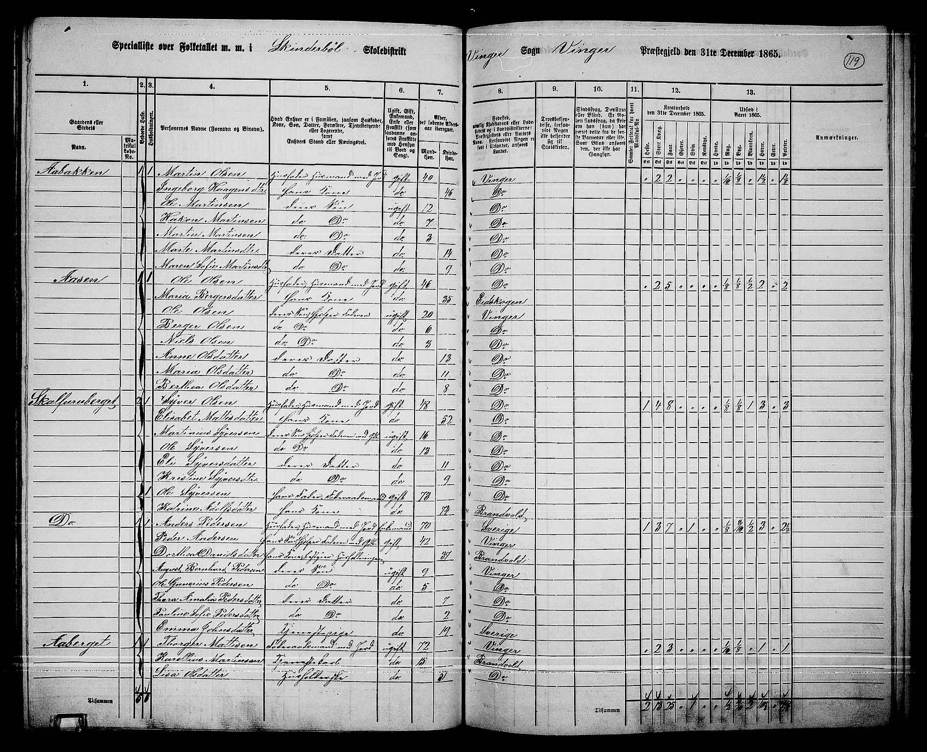 RA, 1865 census for Vinger/Vinger og Austmarka, 1865, p. 107