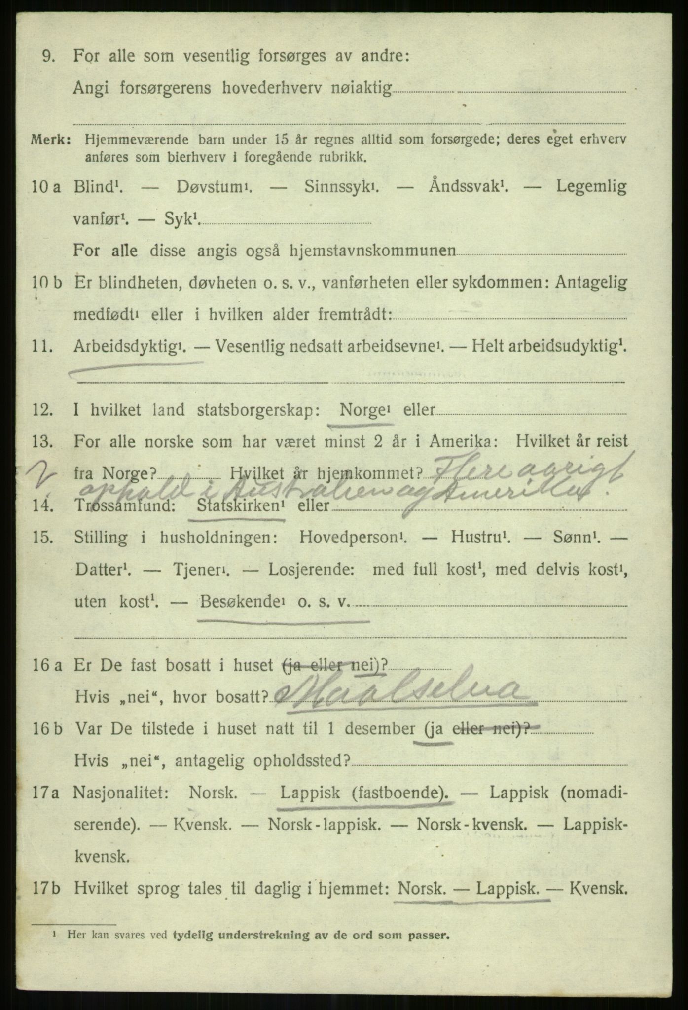 SATØ, 1920 census for Lenvik, 1920, p. 9497