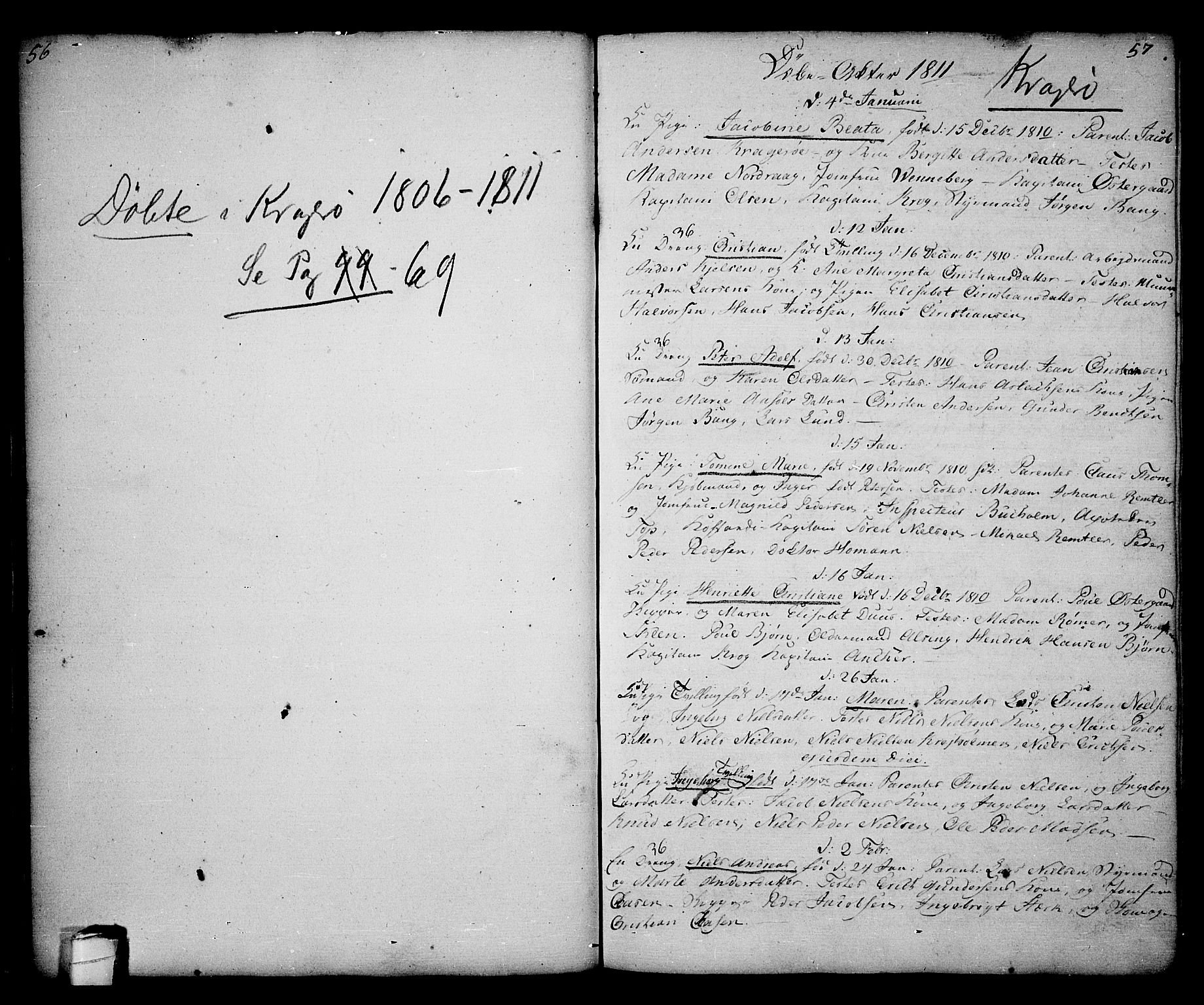 Kragerø kirkebøker, SAKO/A-278/G/Ga/L0001: Parish register (copy) no. 1 /1, 1806-1811, p. 56-57
