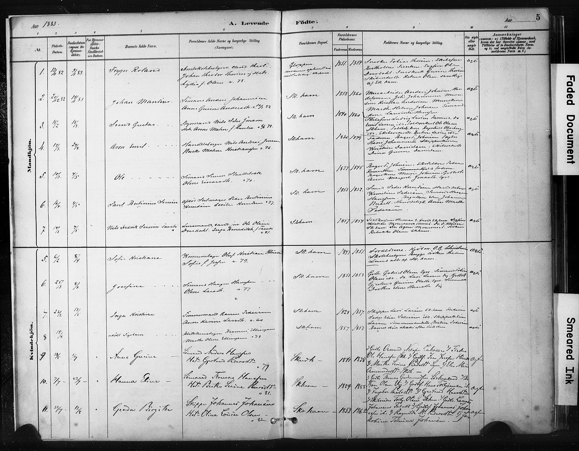 Skudenes sokneprestkontor, AV/SAST-A -101849/H/Ha/Haa/L0008: Parish register (official) no. A 5, 1882-1912, p. 5