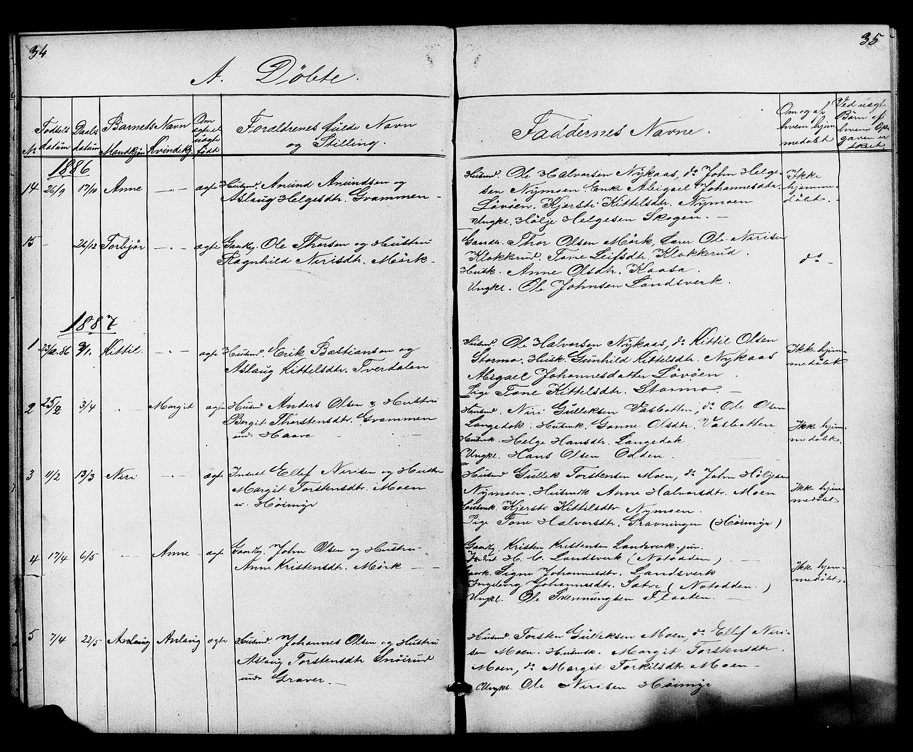 Heddal kirkebøker, SAKO/A-268/G/Gb/L0001: Parish register (copy) no. II 1, 1866-1887, p. 34-35