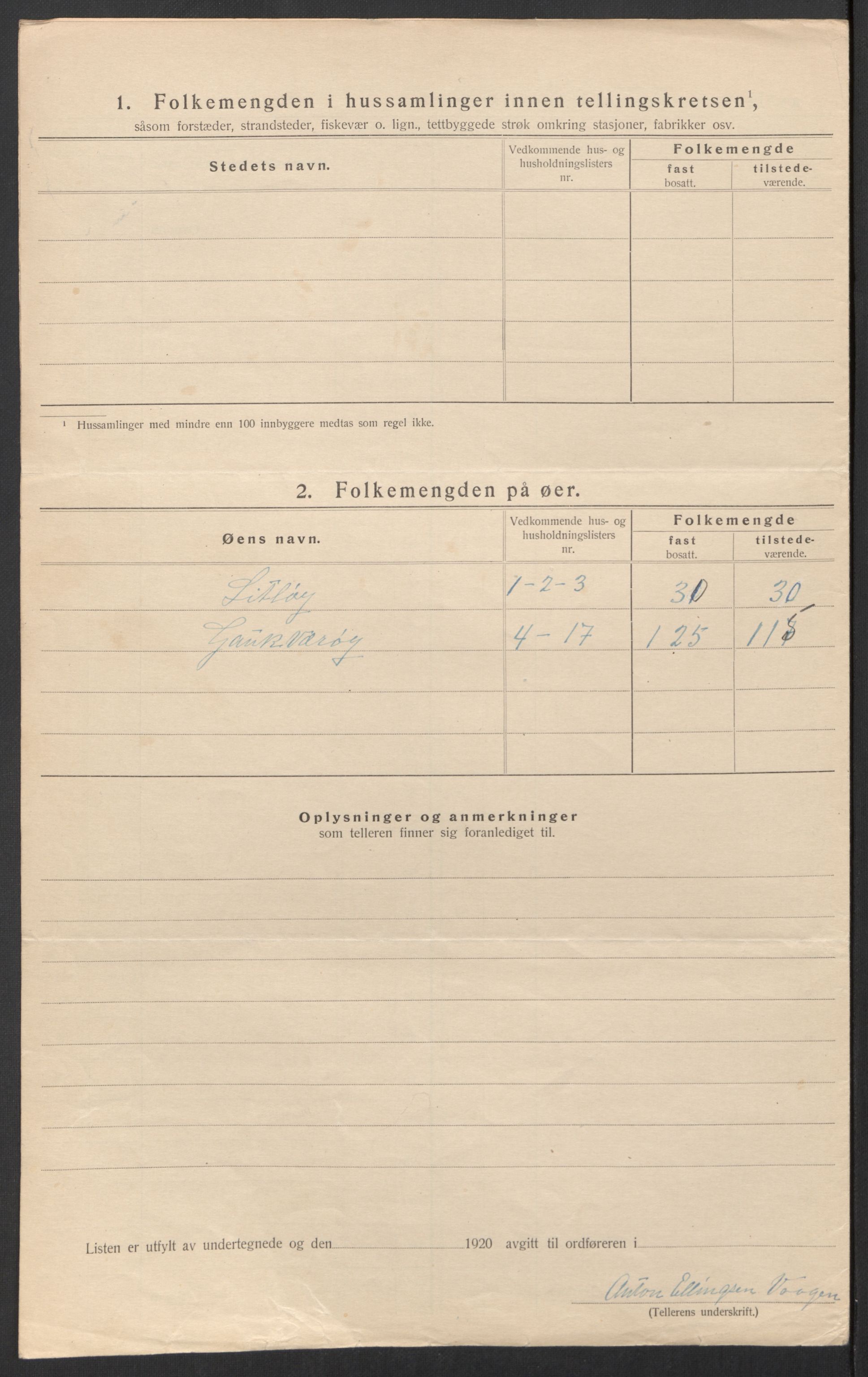 SAT, 1920 census for Bø, 1920, p. 30