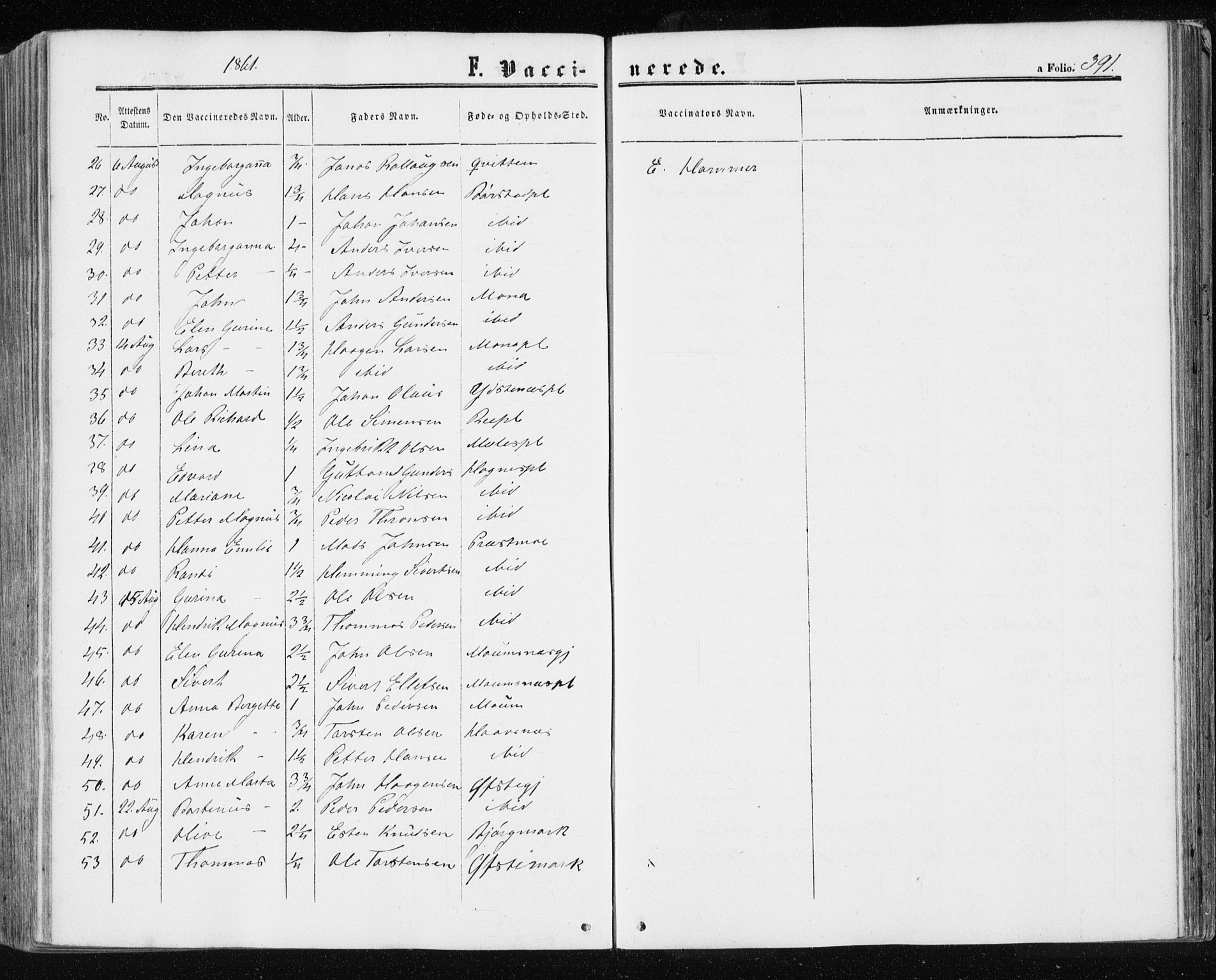Ministerialprotokoller, klokkerbøker og fødselsregistre - Nord-Trøndelag, SAT/A-1458/709/L0075: Parish register (official) no. 709A15, 1859-1870, p. 391