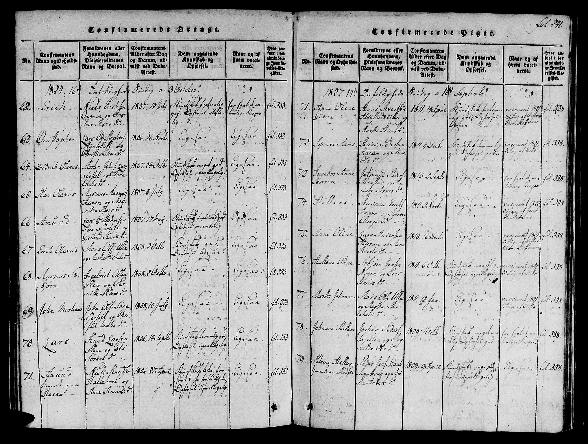 Ministerialprotokoller, klokkerbøker og fødselsregistre - Møre og Romsdal, SAT/A-1454/536/L0495: Parish register (official) no. 536A04, 1818-1847, p. 241