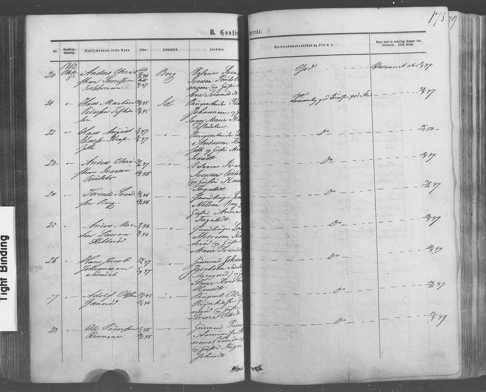 Idd prestekontor Kirkebøker, SAO/A-10911/F/Fc/L0005: Parish register (official) no. III 5, 1861-1877, p. 178