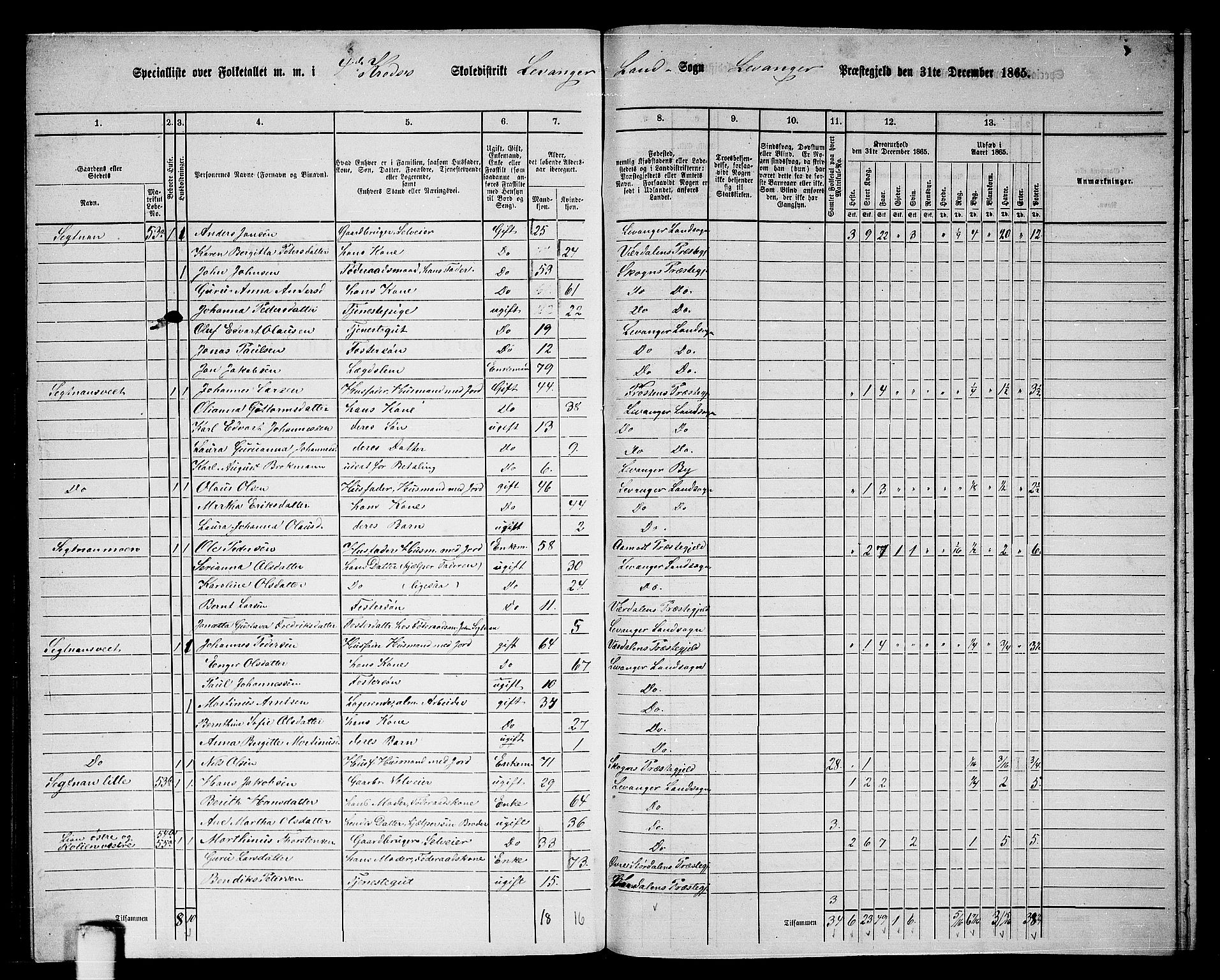 RA, 1865 census for Levanger/Levanger, 1865, p. 82