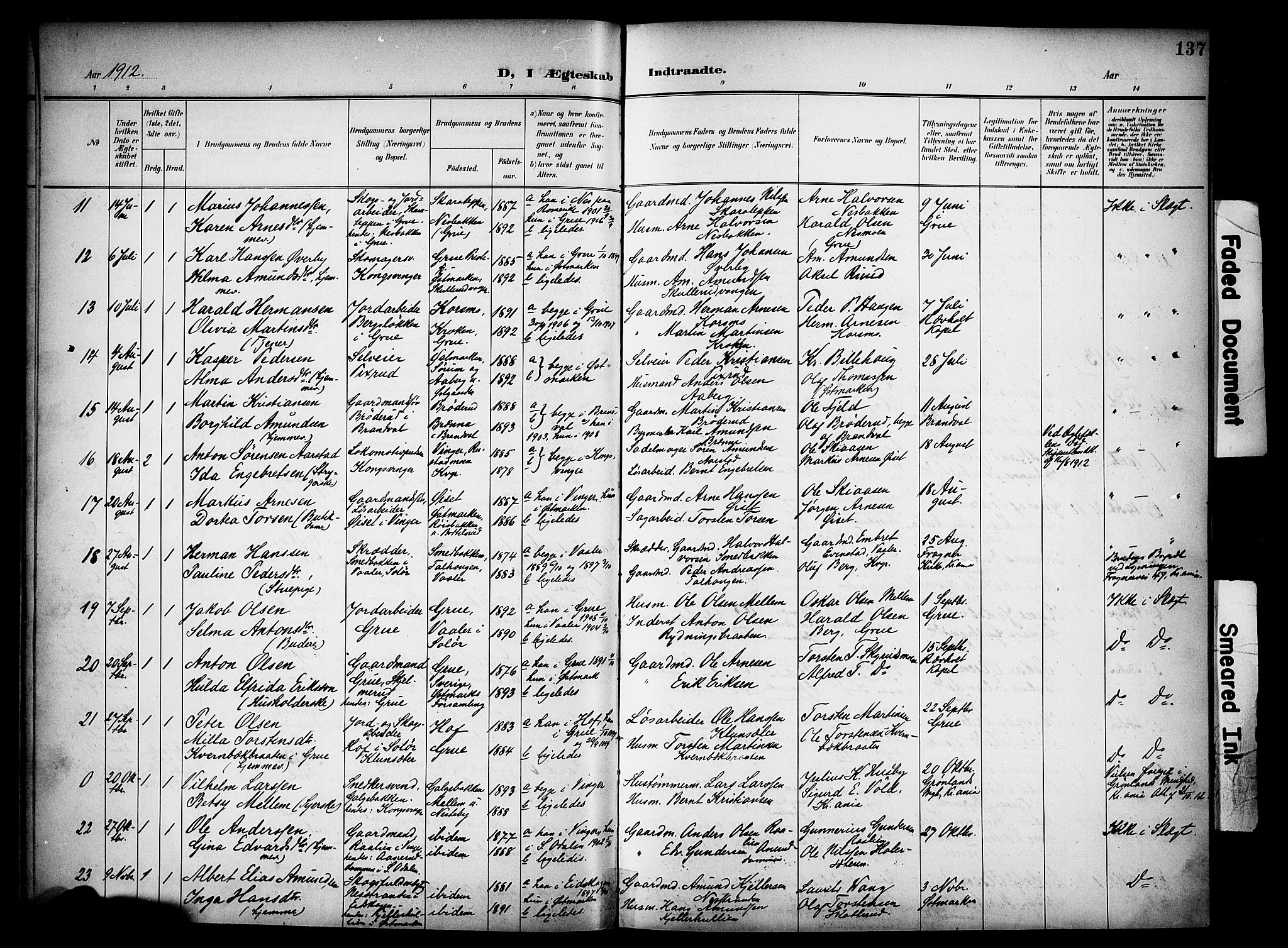 Vinger prestekontor, SAH/PREST-024/H/Ha/Haa/L0016: Parish register (official) no. 16, 1898-1920, p. 137