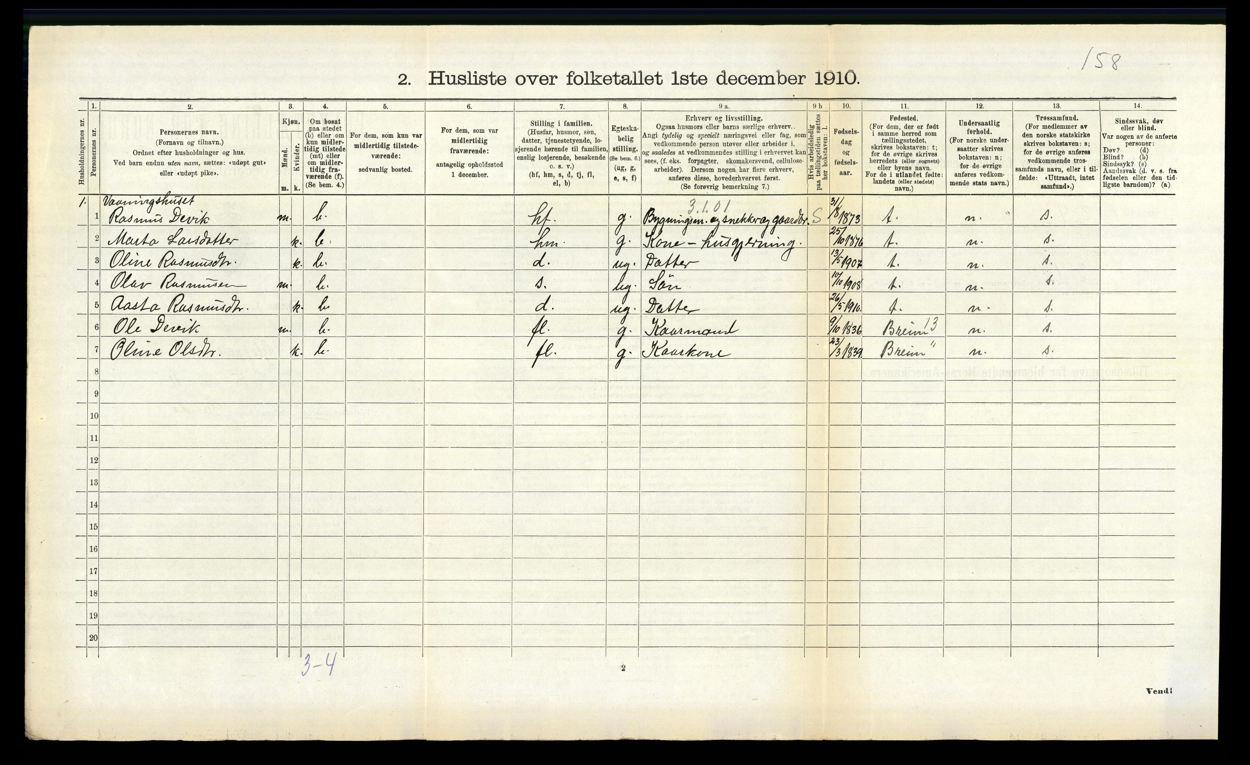 RA, 1910 census for Gloppen, 1910, p. 295