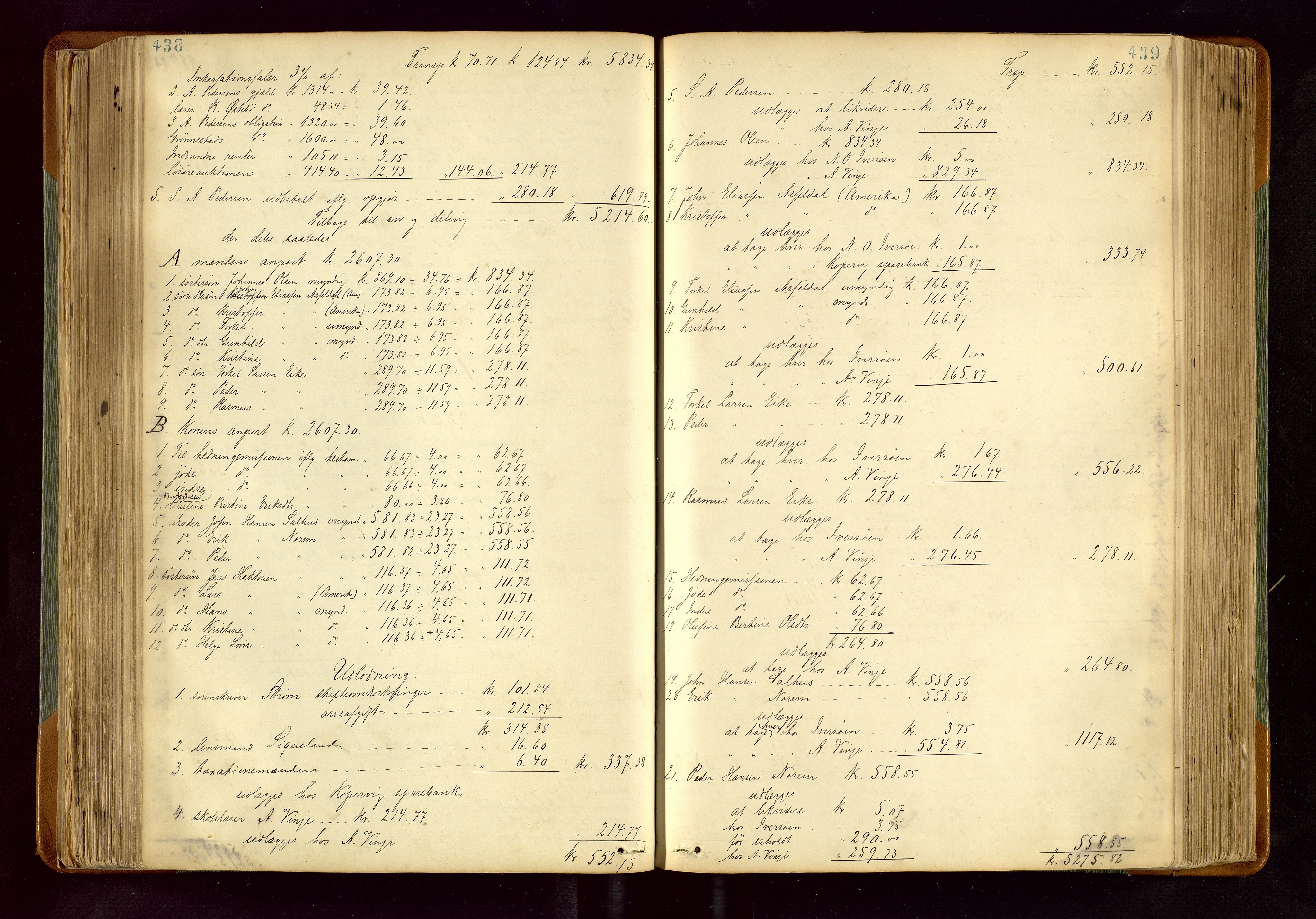 Karmsund sorenskriveri, AV/SAST-A-100311/01/IV/IVDB/L0011: SKIFTEPROTOKOLL SKUDENES, AVALDSNES, 1879-1894, p. 438-439