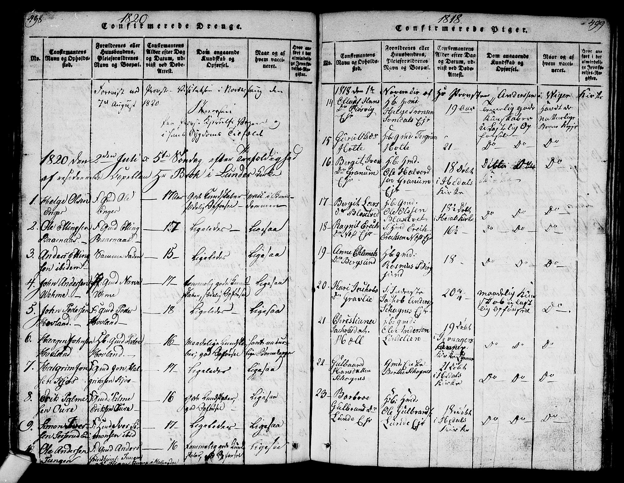 Norderhov kirkebøker, AV/SAKO-A-237/G/Ga/L0003: Parish register (copy) no. I 3 /2, 1814-1876, p. 498-499