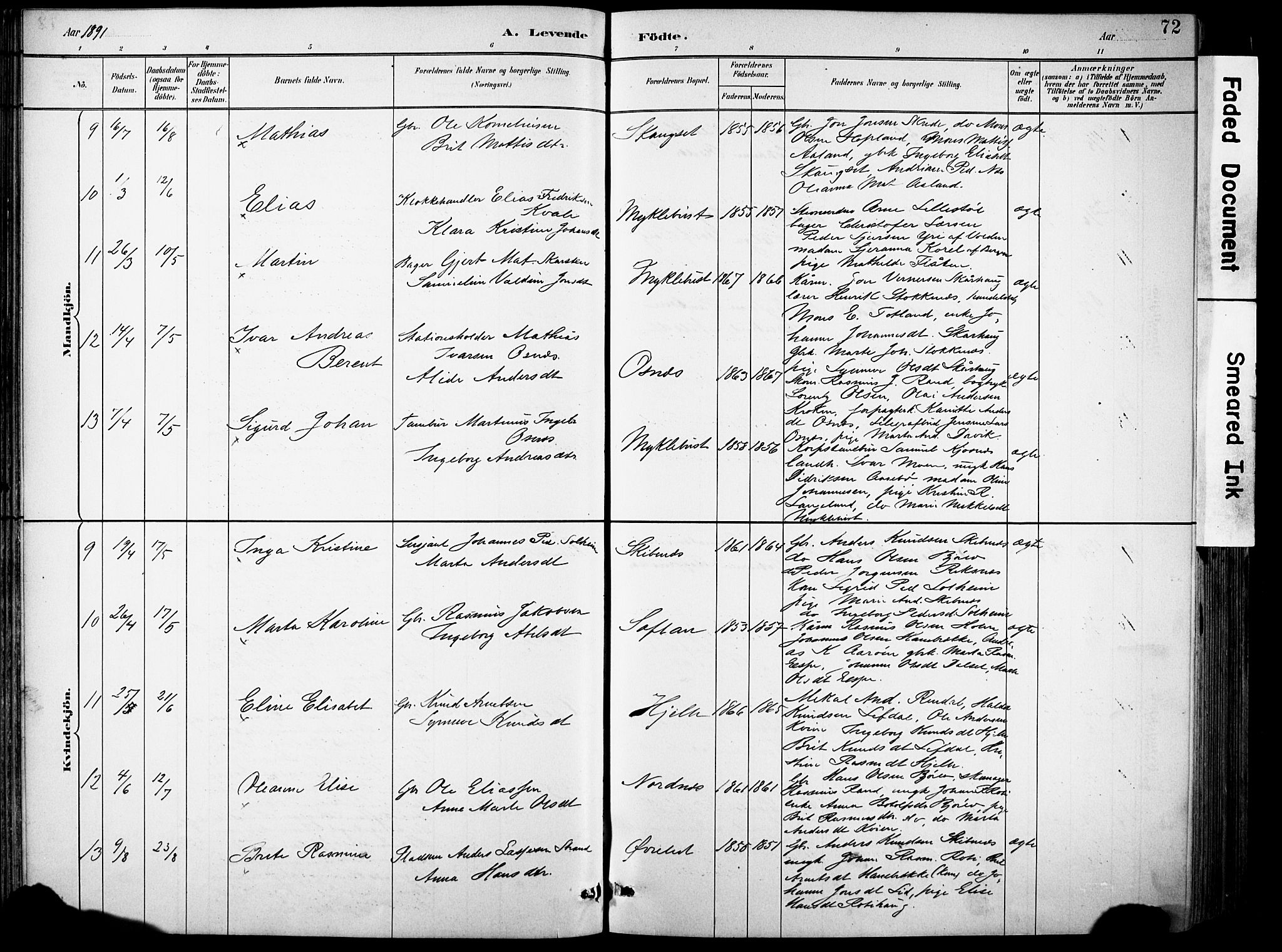 Eid sokneprestembete, AV/SAB-A-82301/H/Hab/Habb/L0002: Parish register (copy) no. B 2, 1882-1907, p. 72