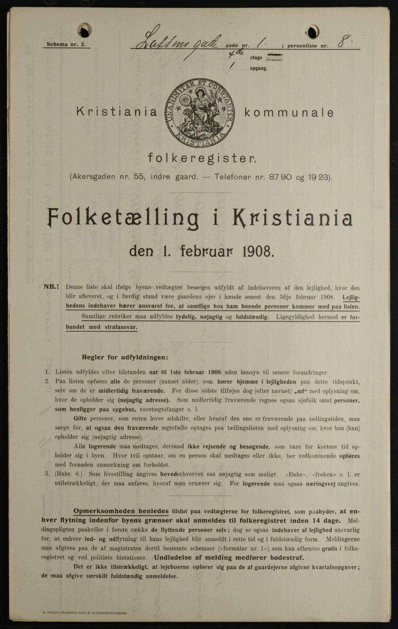 OBA, Municipal Census 1908 for Kristiania, 1908, p. 51334