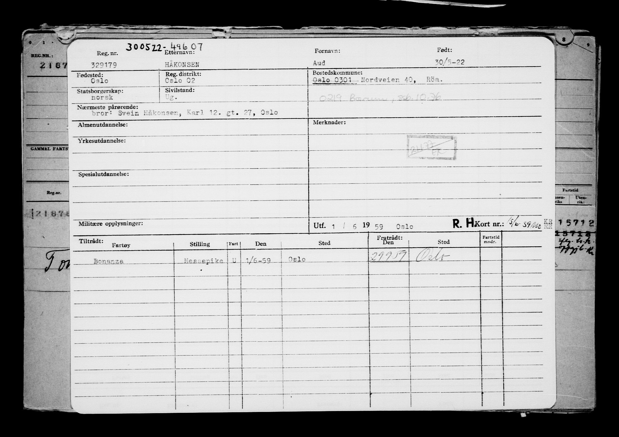 Direktoratet for sjømenn, AV/RA-S-3545/G/Gb/L0207: Hovedkort, 1922, p. 98