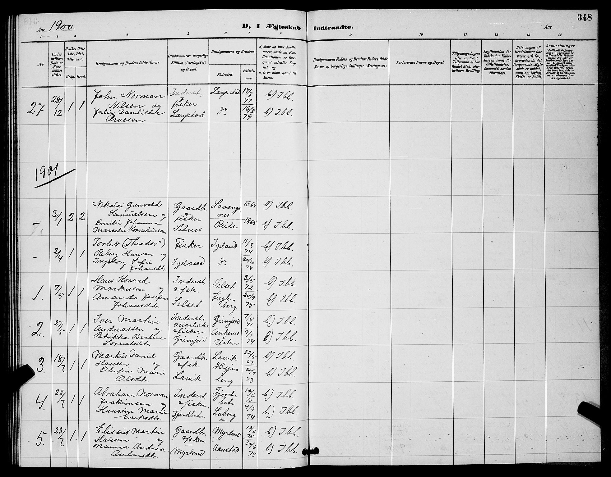 Ibestad sokneprestembete, SATØ/S-0077/H/Ha/Hab/L0008klokker: Parish register (copy) no. 8, 1890-1903, p. 348