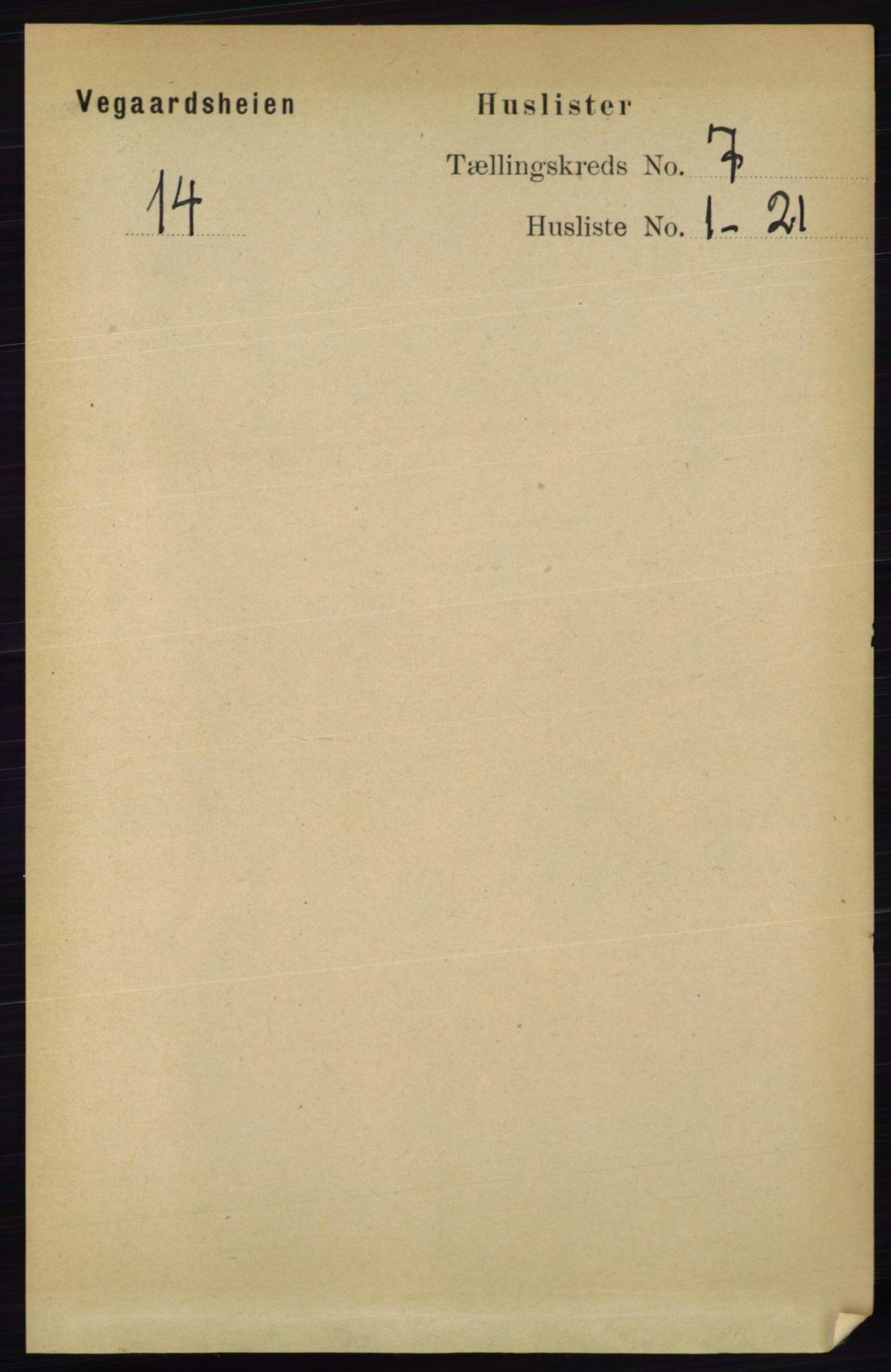 RA, 1891 census for 0912 Vegårshei, 1891, p. 1310