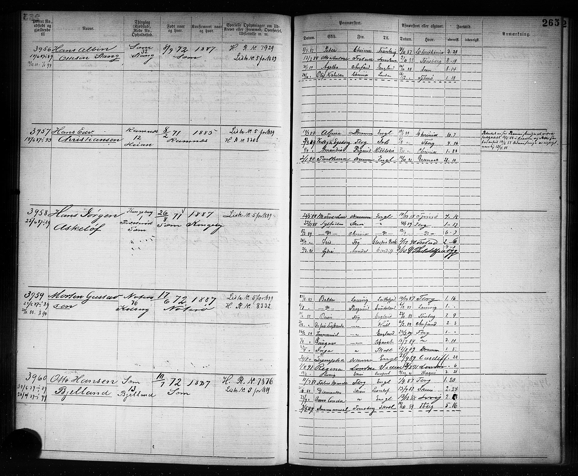 Tønsberg innrulleringskontor, AV/SAKO-A-786/F/Fb/L0007: Annotasjonsrulle Patent nr. 2636-5150, 1881-1892, p. 266