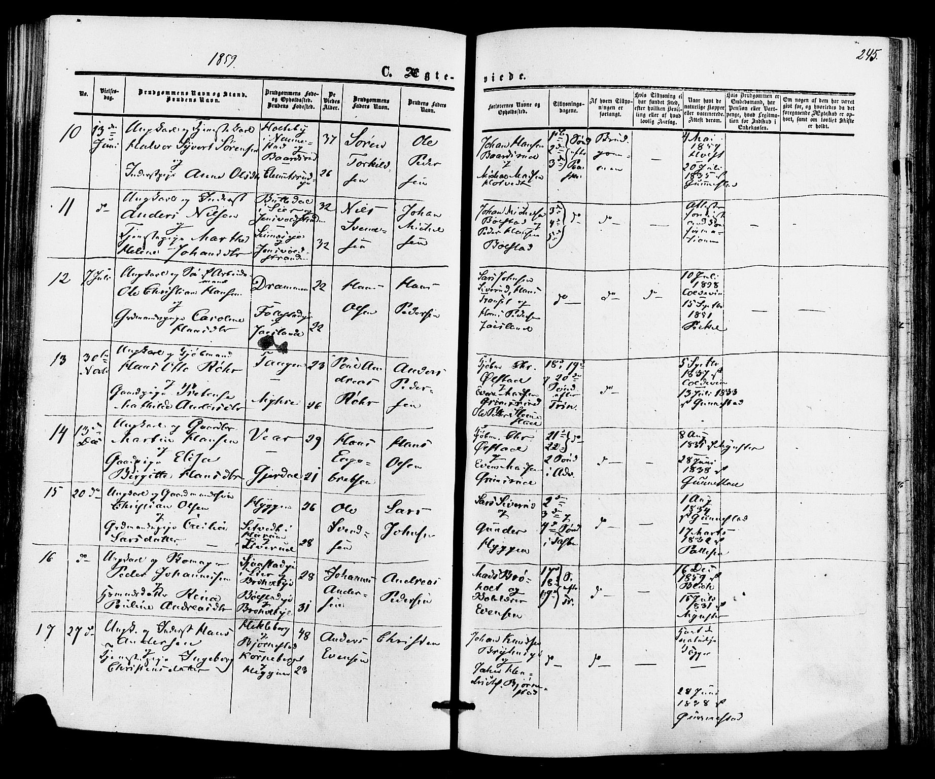 Røyken kirkebøker, SAKO/A-241/F/Fa/L0006: Parish register (official) no. 6, 1857-1875, p. 245