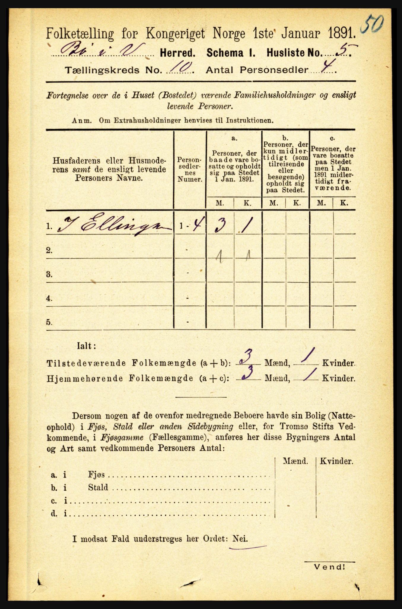 RA, 1891 census for 1867 Bø, 1891, p. 3988