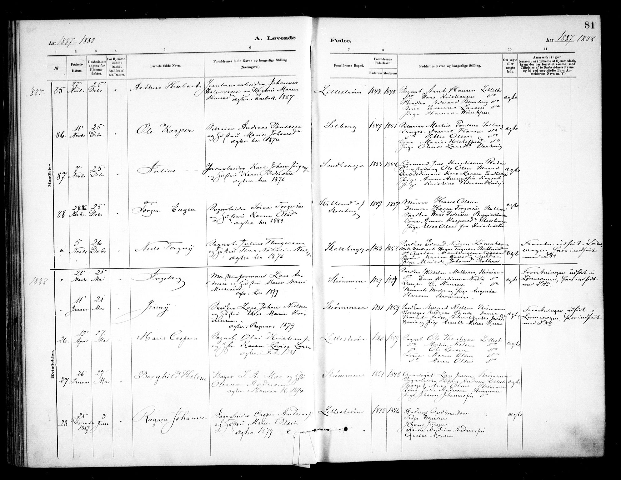 Skedsmo prestekontor Kirkebøker, SAO/A-10033a/F/Fa/L0013: Parish register (official) no. I 13, 1883-1891, p. 81