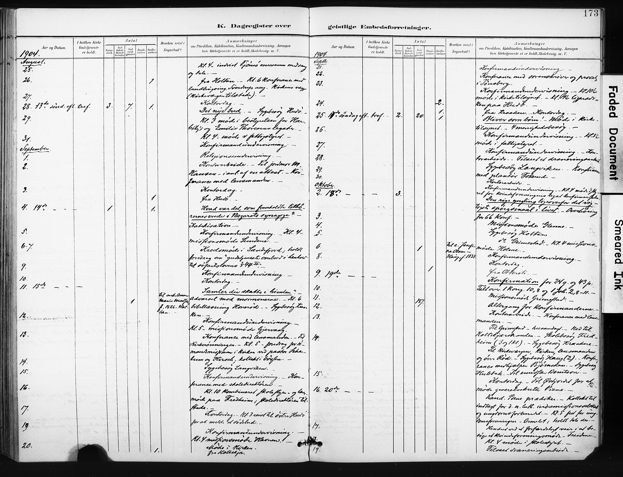 Tjøme kirkebøker, AV/SAKO-A-328/F/Fa/L0005: Parish register (official) no. I 5, 1901-1909, p. 173