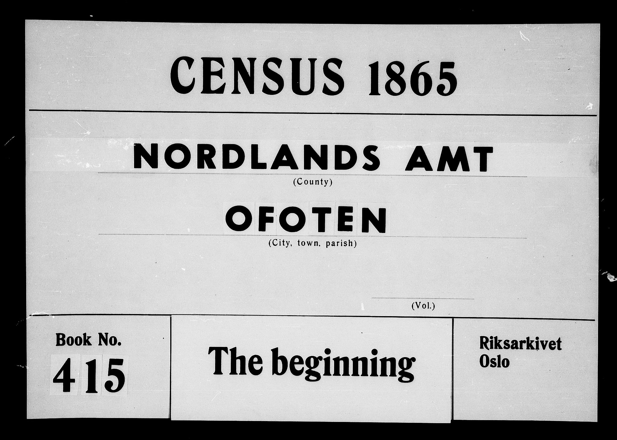 RA, 1865 census for Ofoten, 1865, p. 1