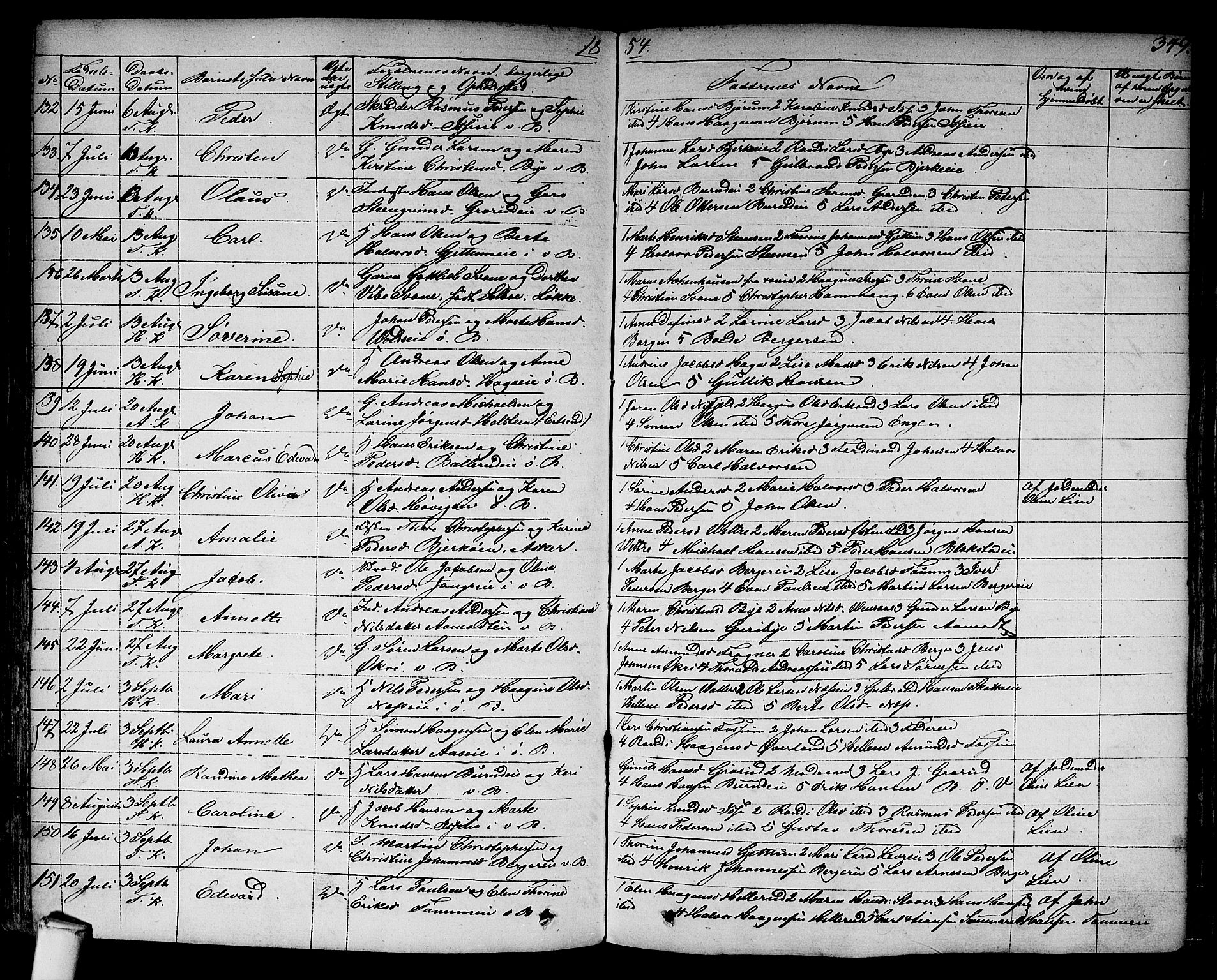 Asker prestekontor Kirkebøker, SAO/A-10256a/F/Fa/L0007: Parish register (official) no. I 7, 1825-1864, p. 349