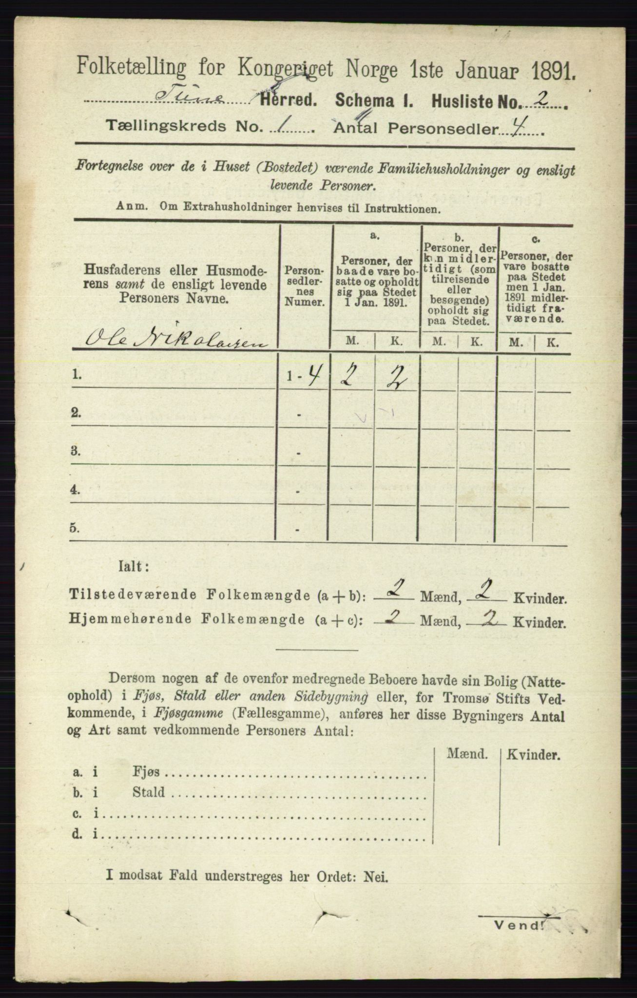 RA, 1891 census for 0130 Tune, 1891, p. 52