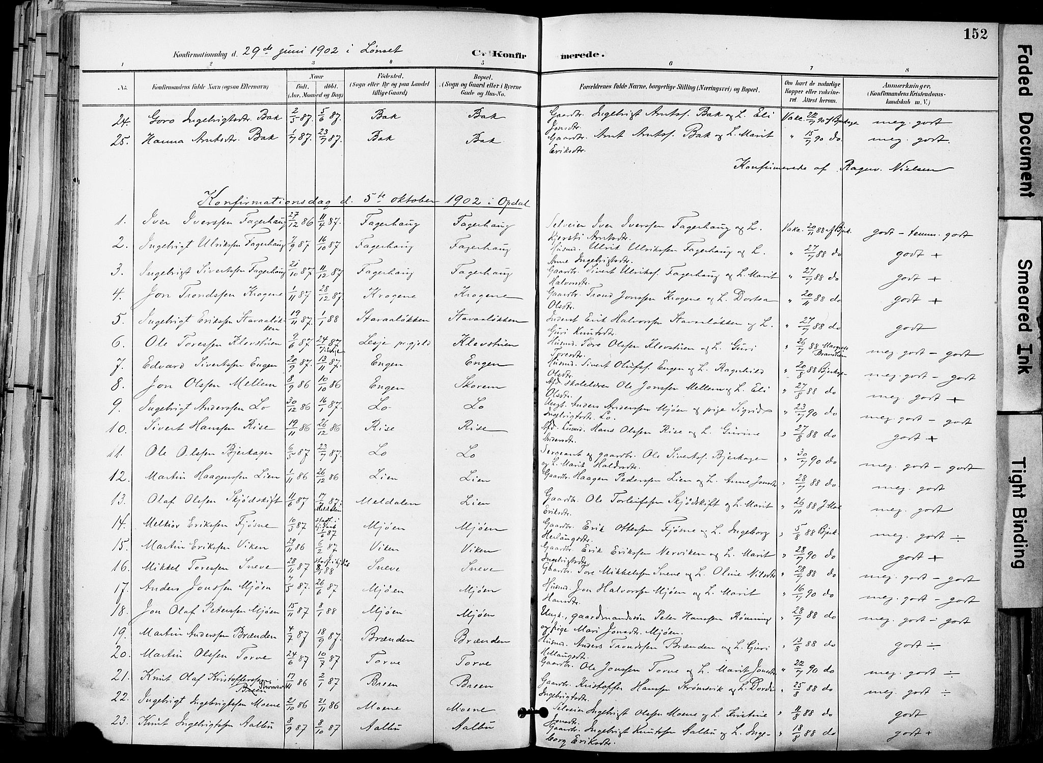 Ministerialprotokoller, klokkerbøker og fødselsregistre - Sør-Trøndelag, AV/SAT-A-1456/678/L0902: Parish register (official) no. 678A11, 1895-1911, p. 152