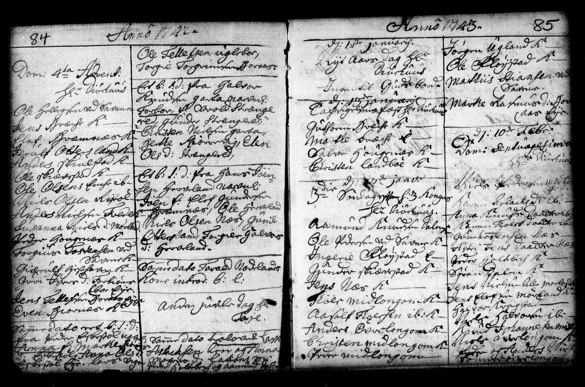 Holt sokneprestkontor, AV/SAK-1111-0021/F/Fa/L0002: Parish register (official) no. A 2, 1739-1753, p. 84-85