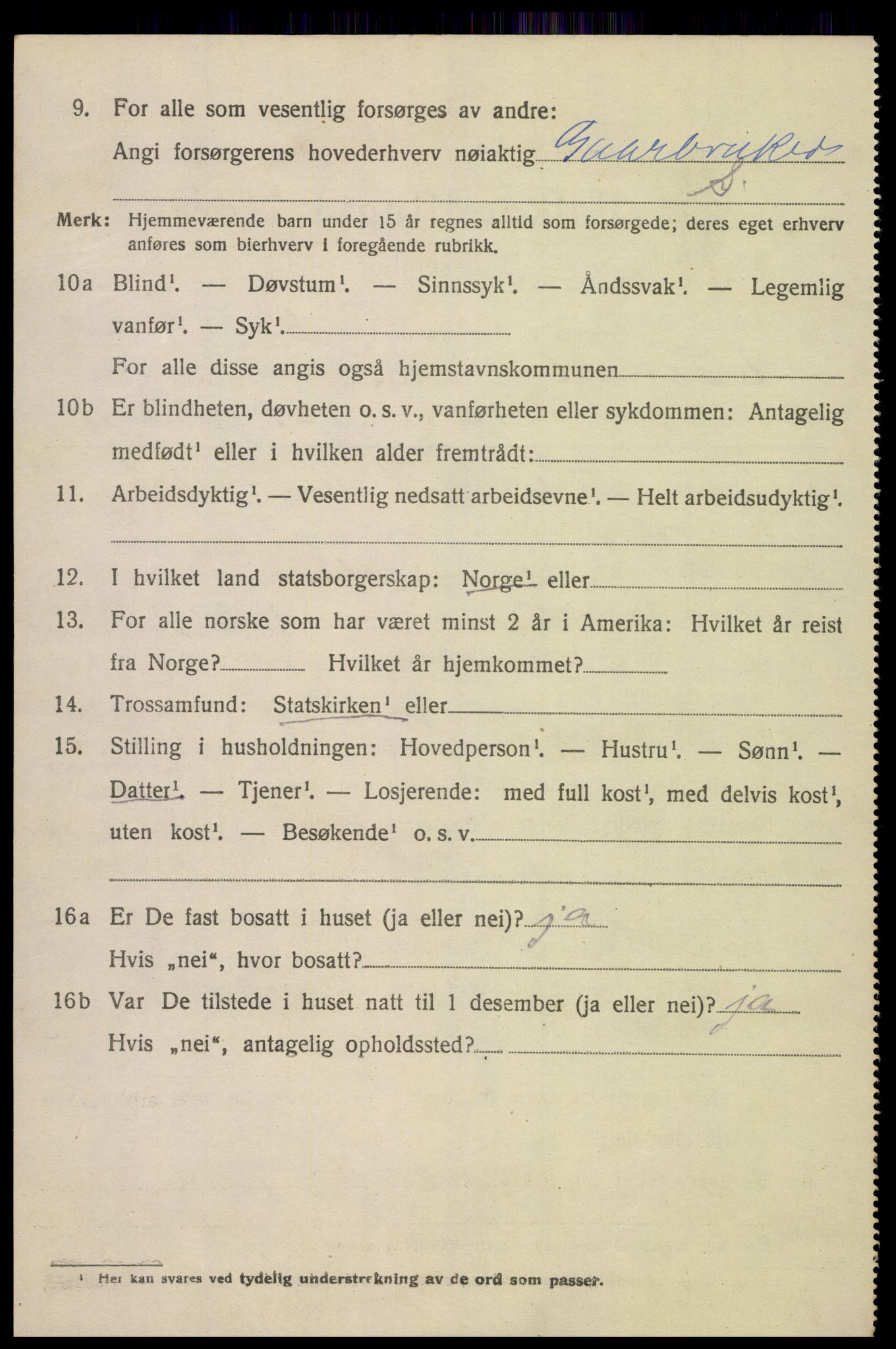 SAK, 1920 census for Vegusdal, 1920, p. 1936