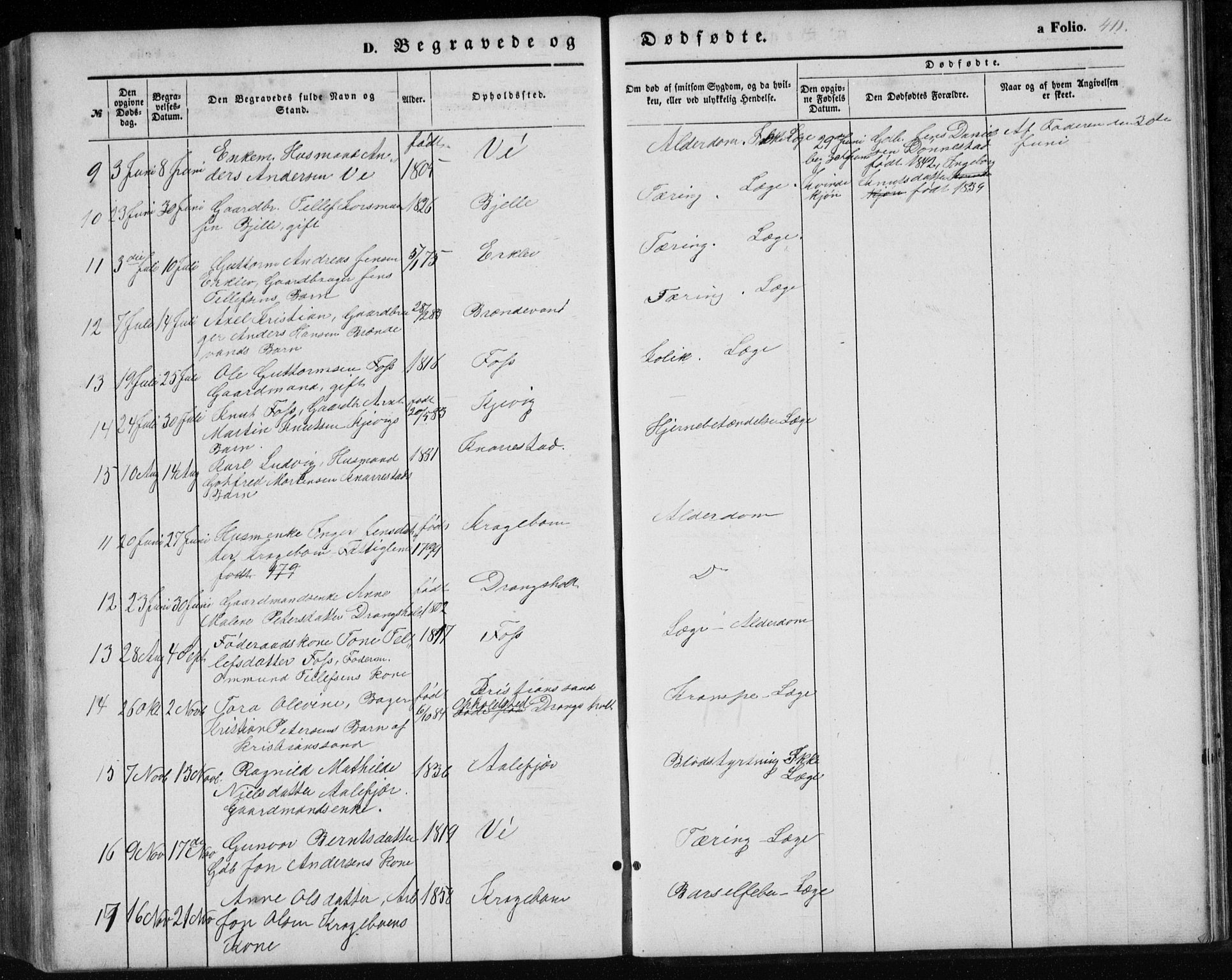 Tveit sokneprestkontor, AV/SAK-1111-0043/F/Fb/L0003: Parish register (copy) no. B 3, 1854-1886, p. 411