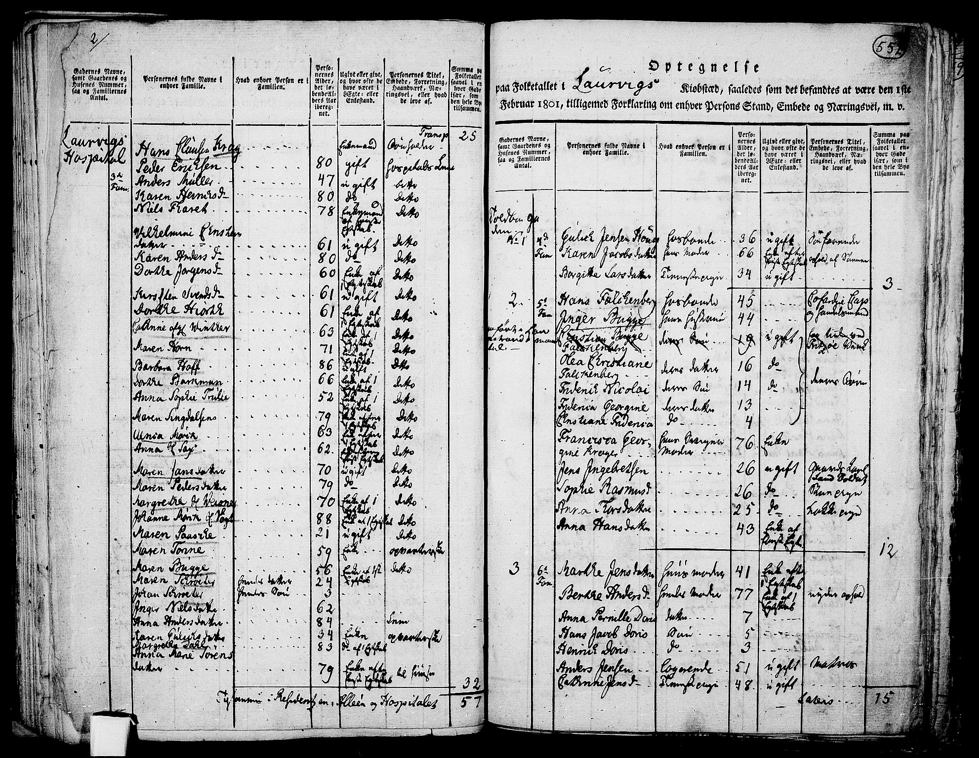 RA, 1801 census for 0707P Larvik, 1801, p. 551b-552a