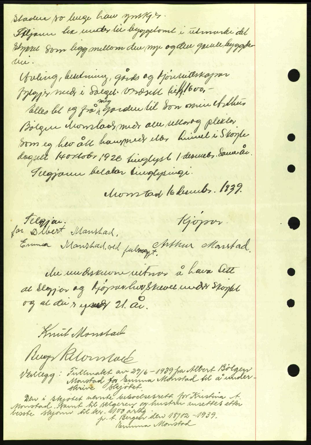 Nordhordland sorenskrivar, SAB/A-2901/1/G/Gb/Gbf/L0010: Mortgage book no. A10, 1939-1940, Diary no: : 109/1940