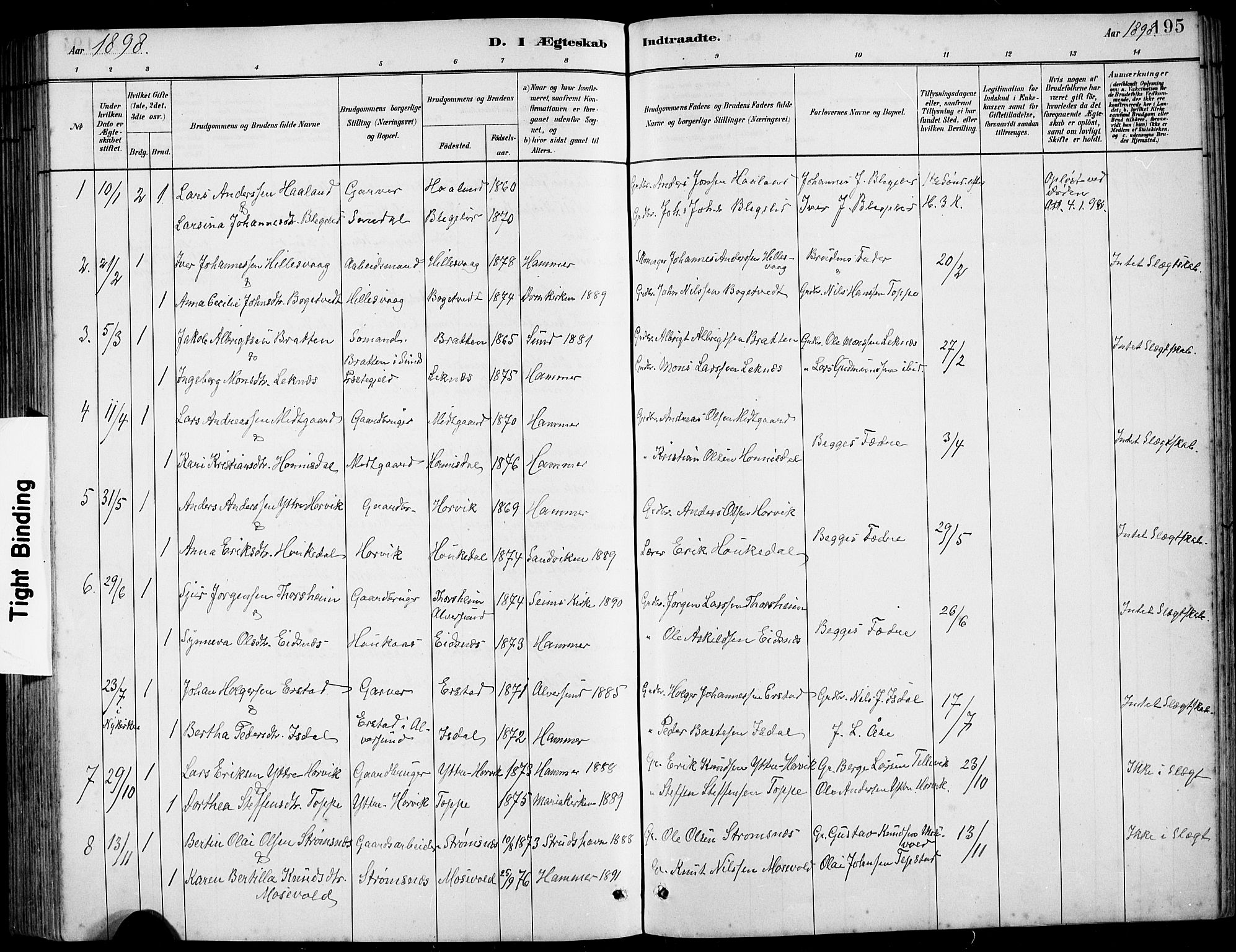 Hamre sokneprestembete, SAB/A-75501/H/Ha/Hab: Parish register (copy) no. B 3, 1881-1898, p. 195