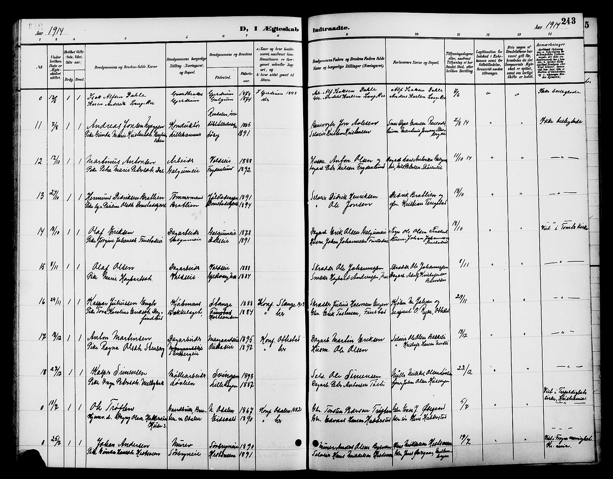 Romedal prestekontor, AV/SAH-PREST-004/L/L0012: Parish register (copy) no. 12, 1896-1914, p. 243