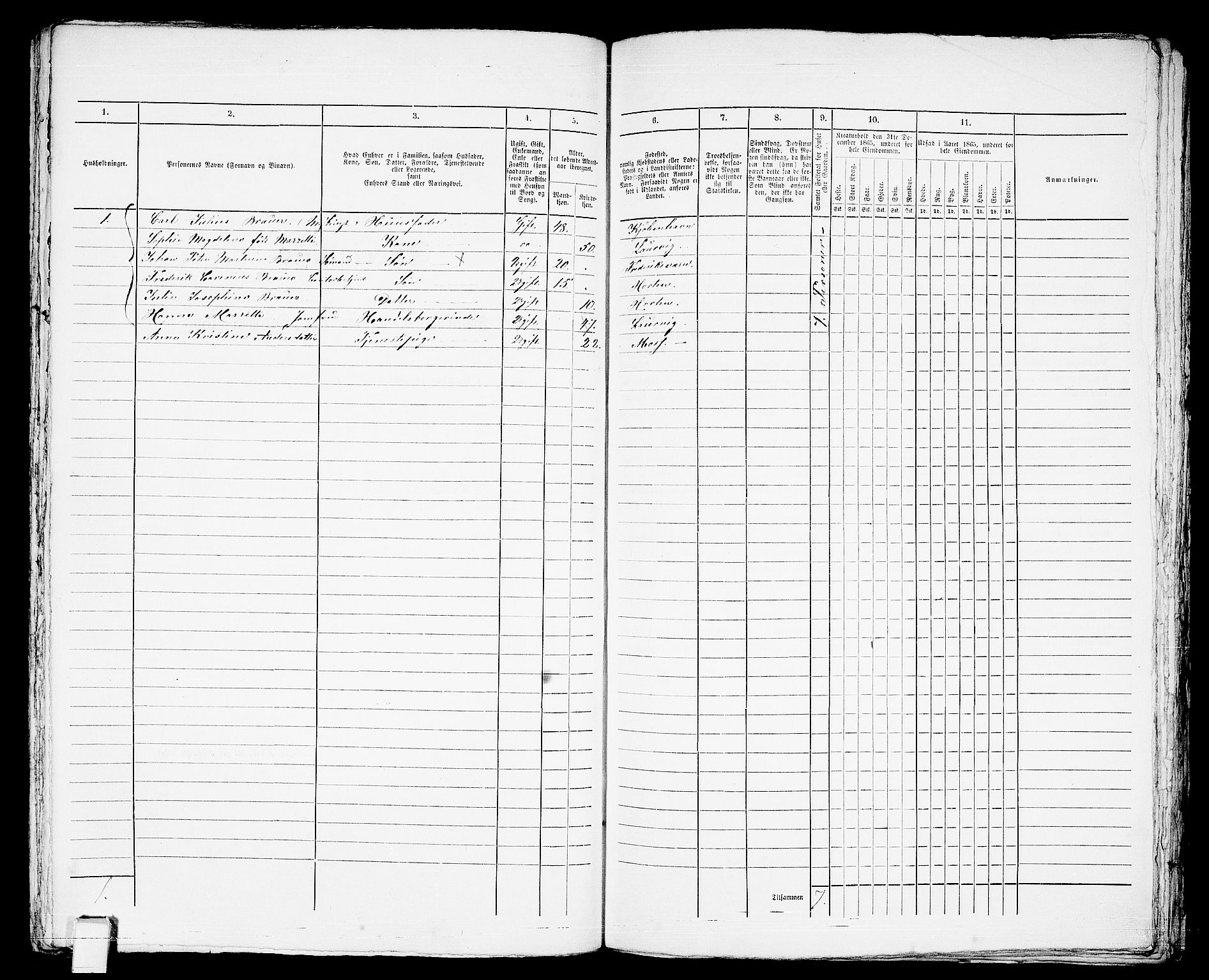 RA, 1865 census for Horten, 1865, p. 725