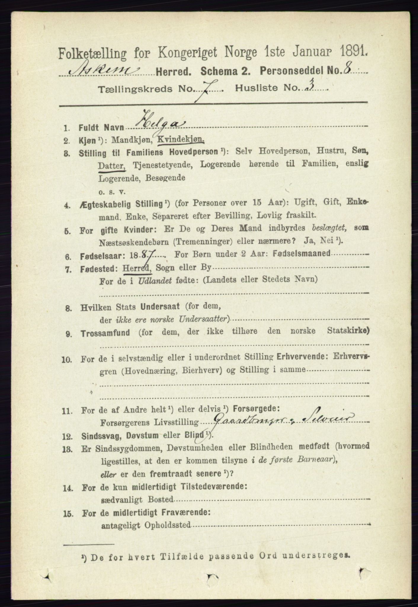 RA, 1891 census for 0124 Askim, 1891, p. 1031