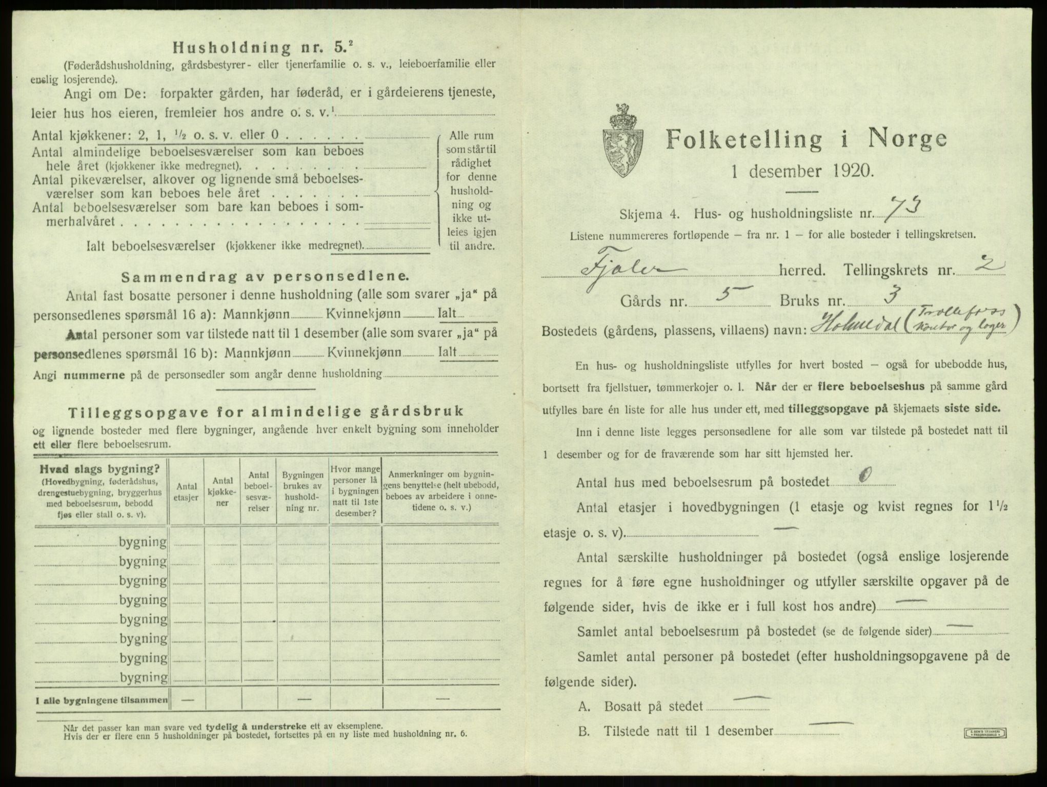 SAB, 1920 census for Fjaler, 1920, p. 297