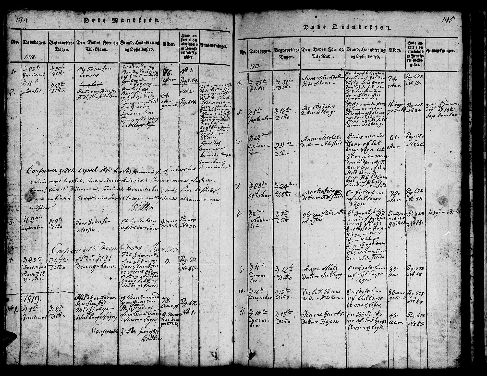 Ministerialprotokoller, klokkerbøker og fødselsregistre - Nord-Trøndelag, SAT/A-1458/731/L0310: Parish register (copy) no. 731C01, 1816-1874, p. 194-195
