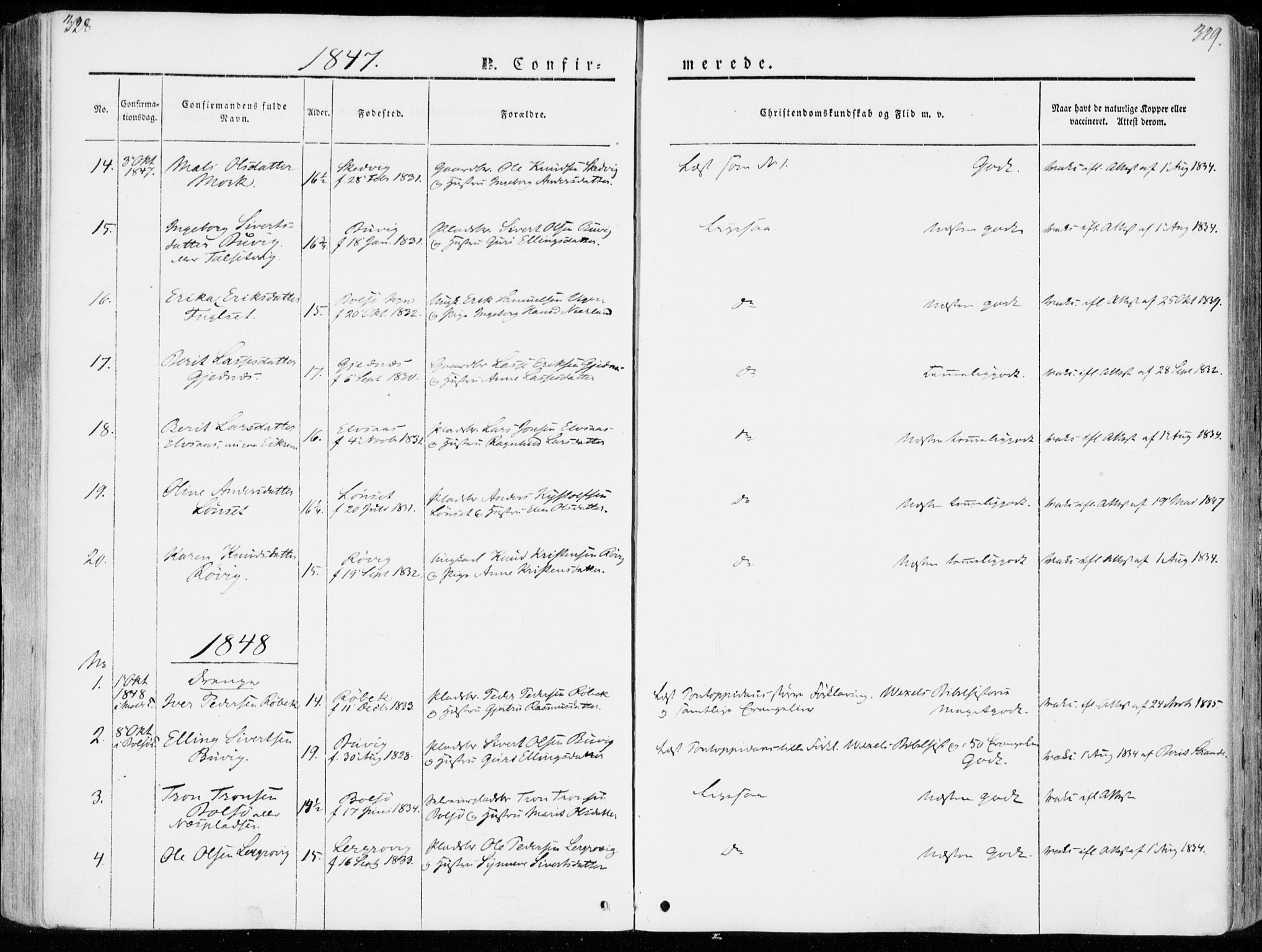 Ministerialprotokoller, klokkerbøker og fødselsregistre - Møre og Romsdal, AV/SAT-A-1454/555/L0653: Parish register (official) no. 555A04, 1843-1869, p. 328-329