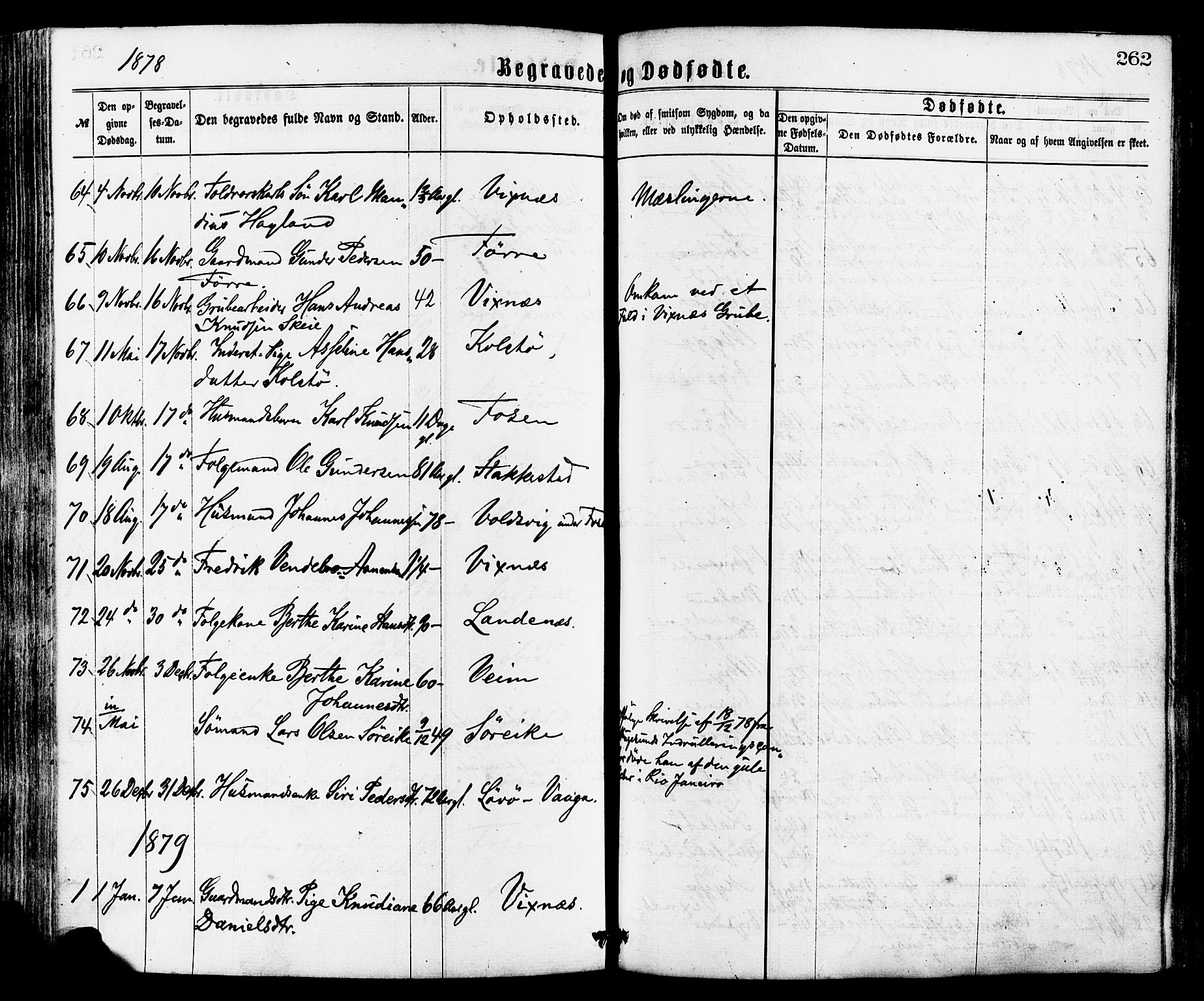 Avaldsnes sokneprestkontor, SAST/A -101851/H/Ha/Haa/L0012: Parish register (official) no. A 12, 1865-1880, p. 262