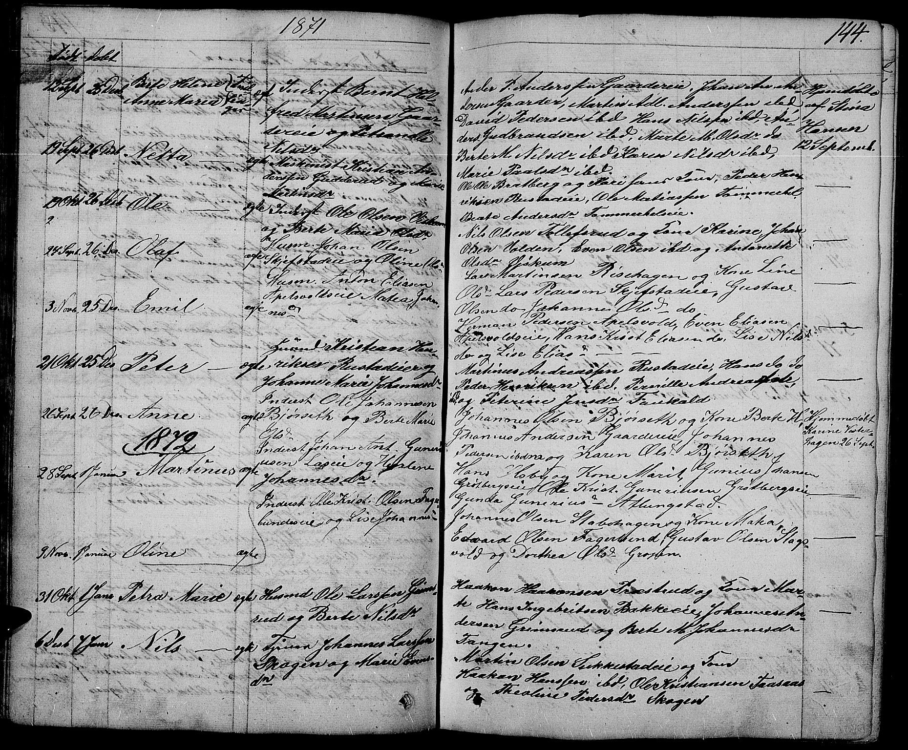 Østre Toten prestekontor, AV/SAH-PREST-104/H/Ha/Hab/L0004: Parish register (copy) no. 4, 1858-1886, p. 144