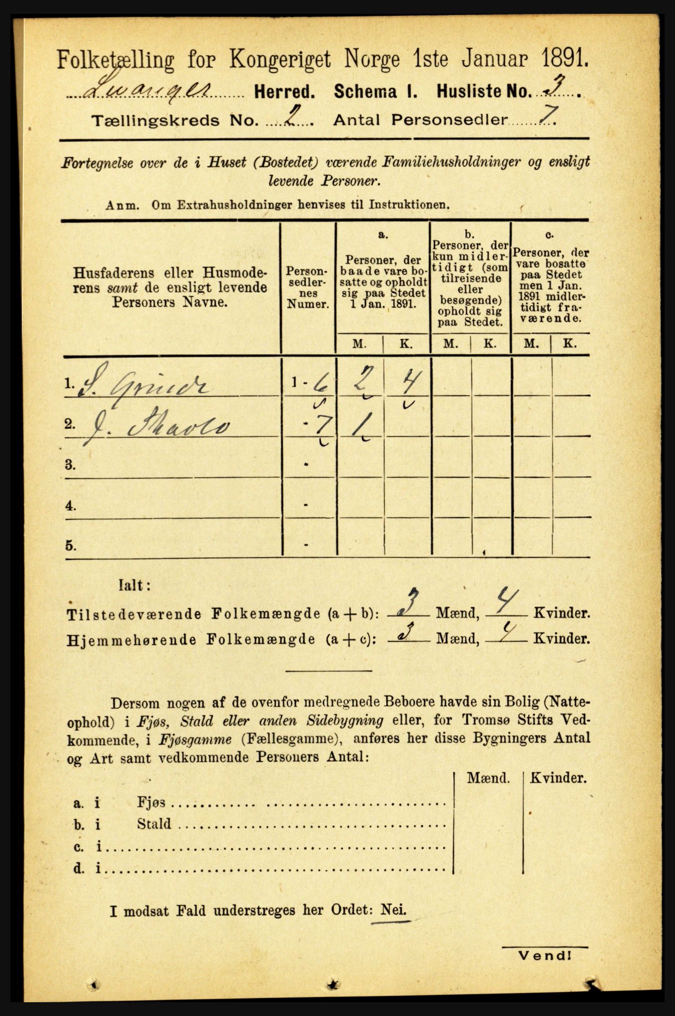 RA, 1891 census for 1720 Levanger, 1891, p. 744