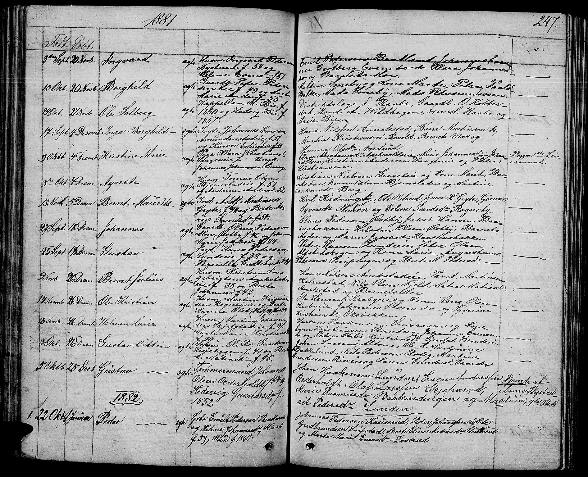 Østre Toten prestekontor, SAH/PREST-104/H/Ha/Hab/L0004: Parish register (copy) no. 4, 1858-1886, p. 247