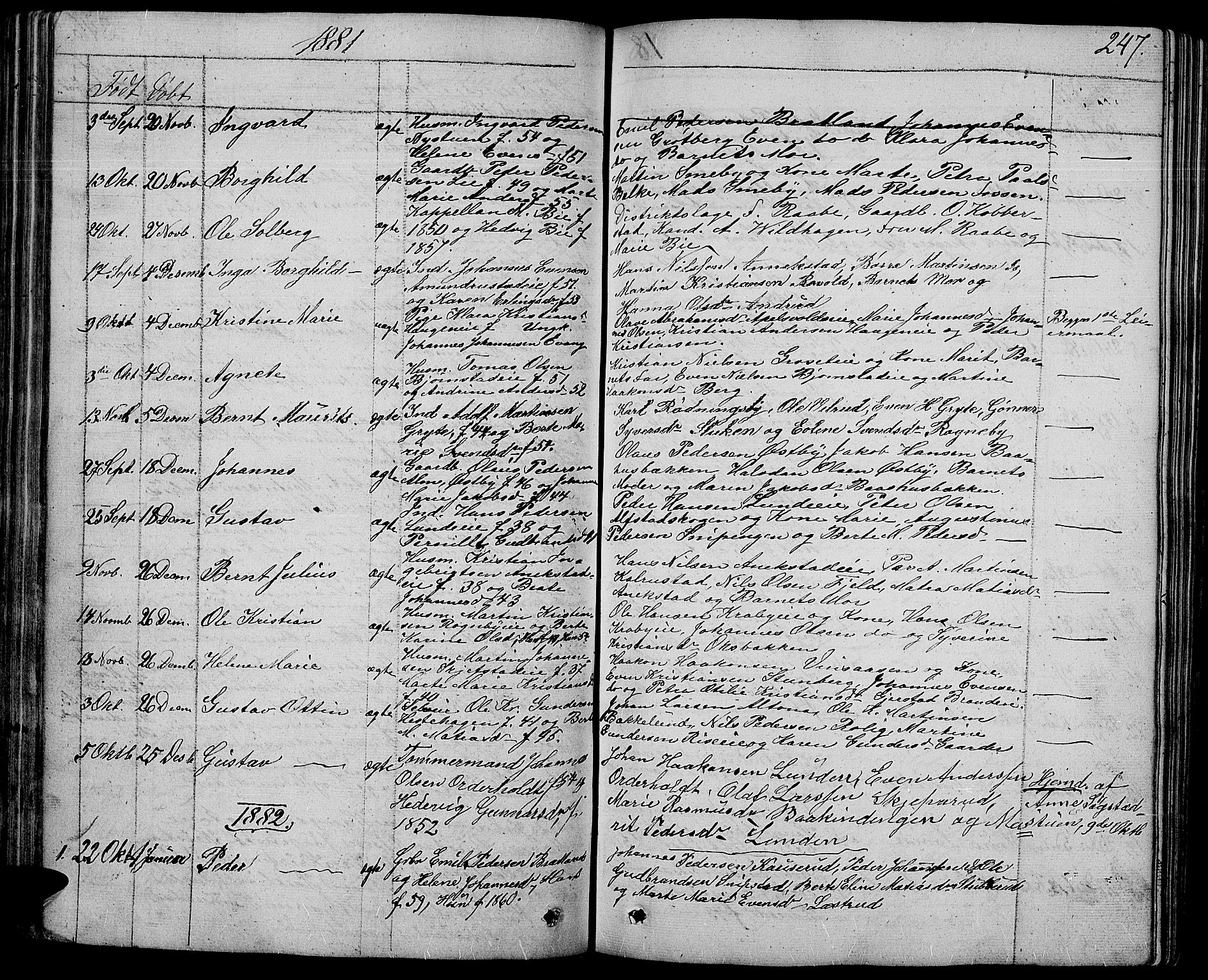 Østre Toten prestekontor, AV/SAH-PREST-104/H/Ha/Hab/L0004: Parish register (copy) no. 4, 1858-1886, p. 247