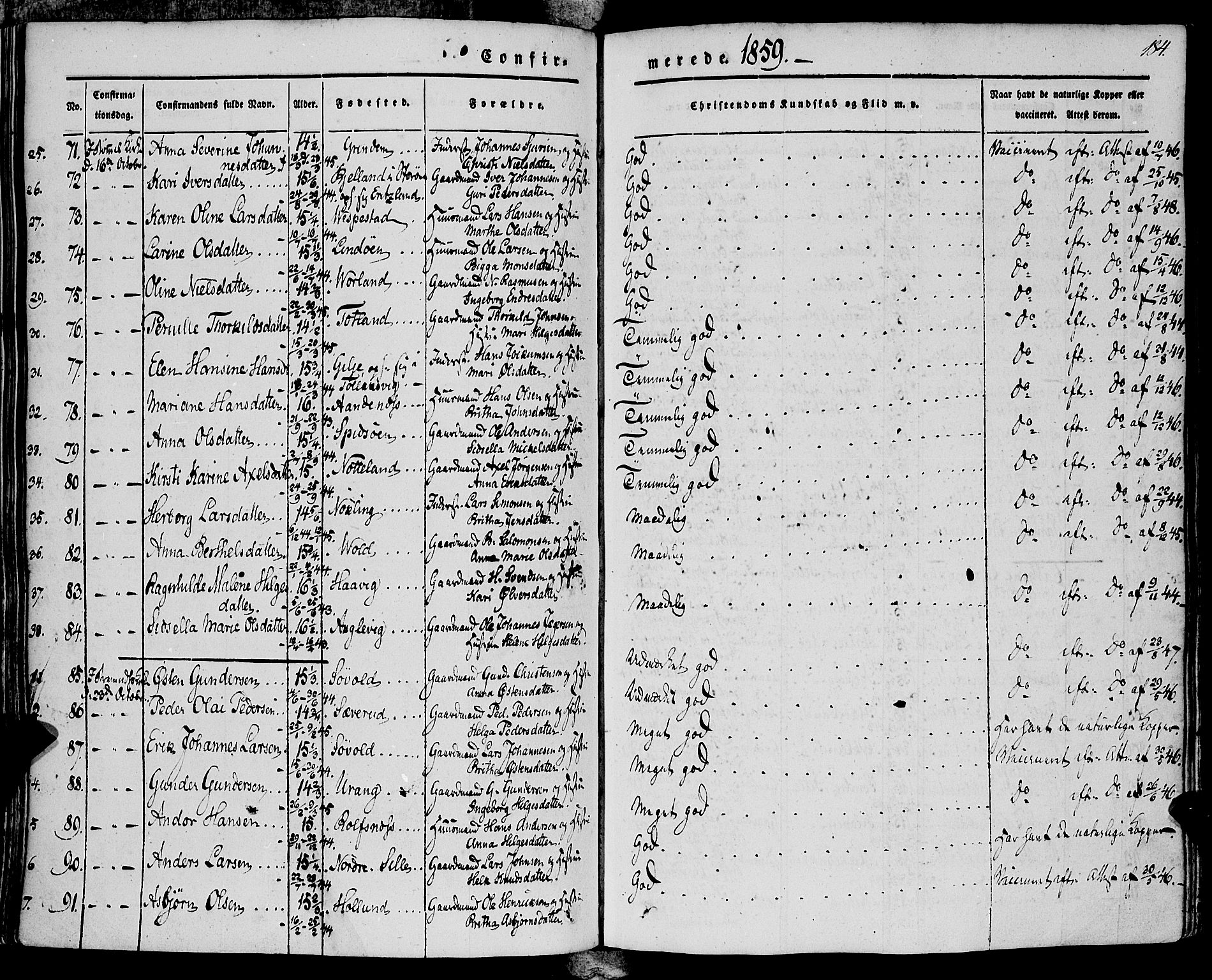 Finnås sokneprestembete, AV/SAB-A-99925/H/Ha/Haa/Haaa/L0007: Parish register (official) no. A 7, 1850-1862, p. 184
