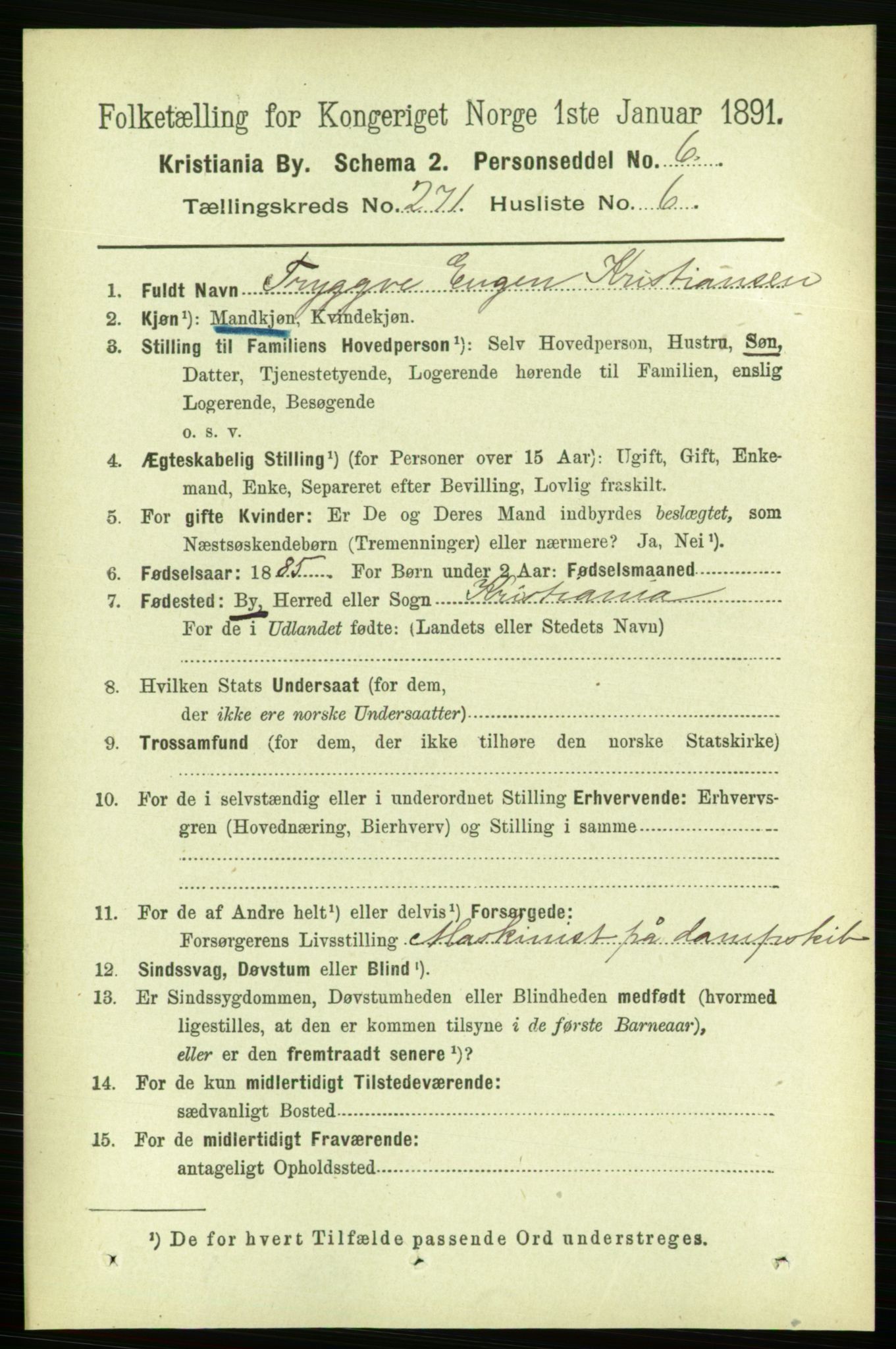 RA, 1891 census for 0301 Kristiania, 1891, p. 164722